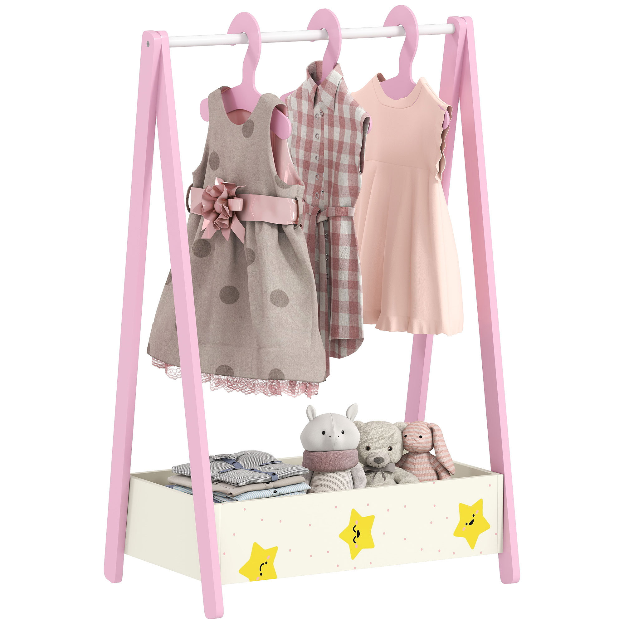Baby Clothing Rack With Hangers,Storage Shelf For Bedroom,Star Theme,for Ages — image 5
