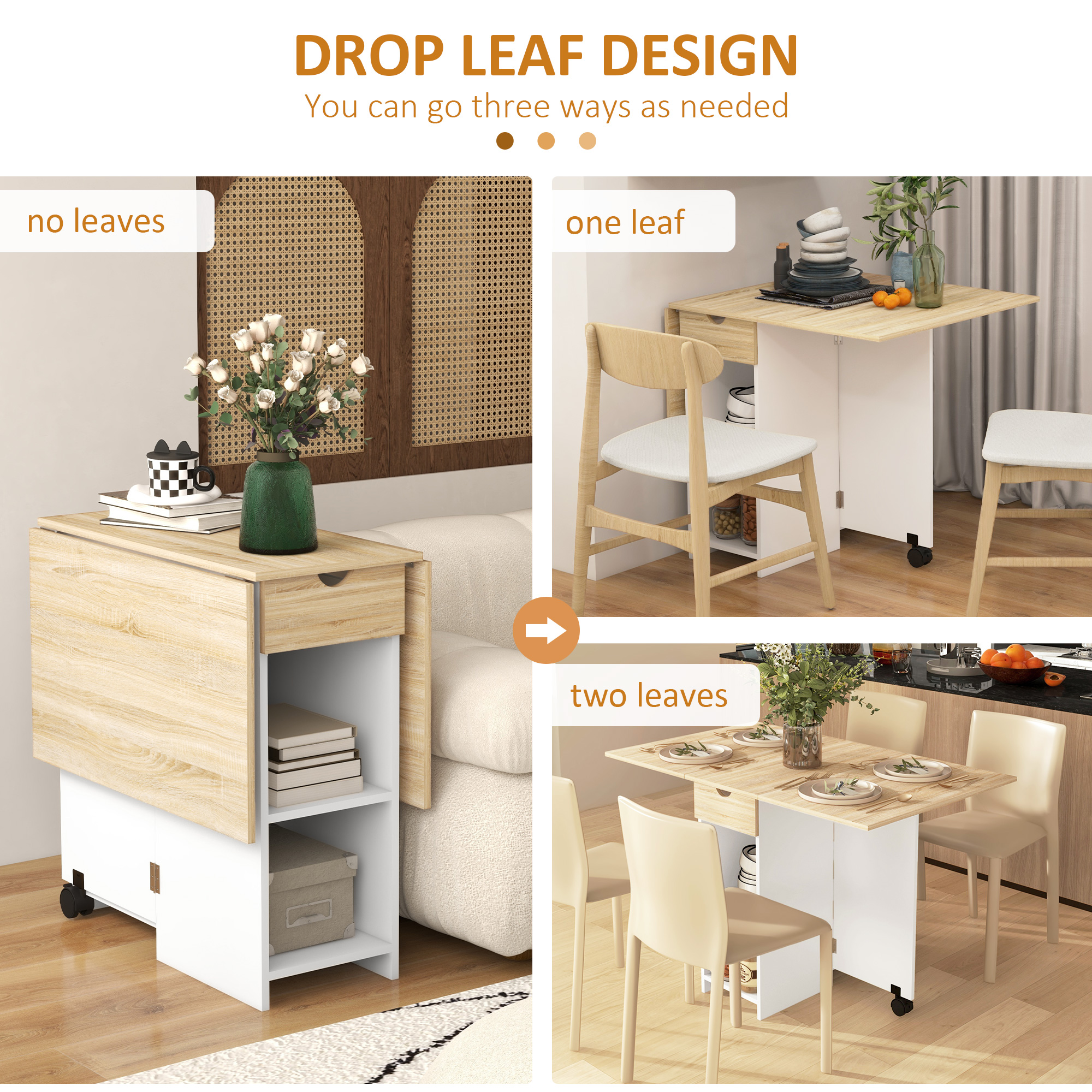 Folding Dining Table,Drop Leaf Table For Small Spaces,Foldable With Drawer — image 5