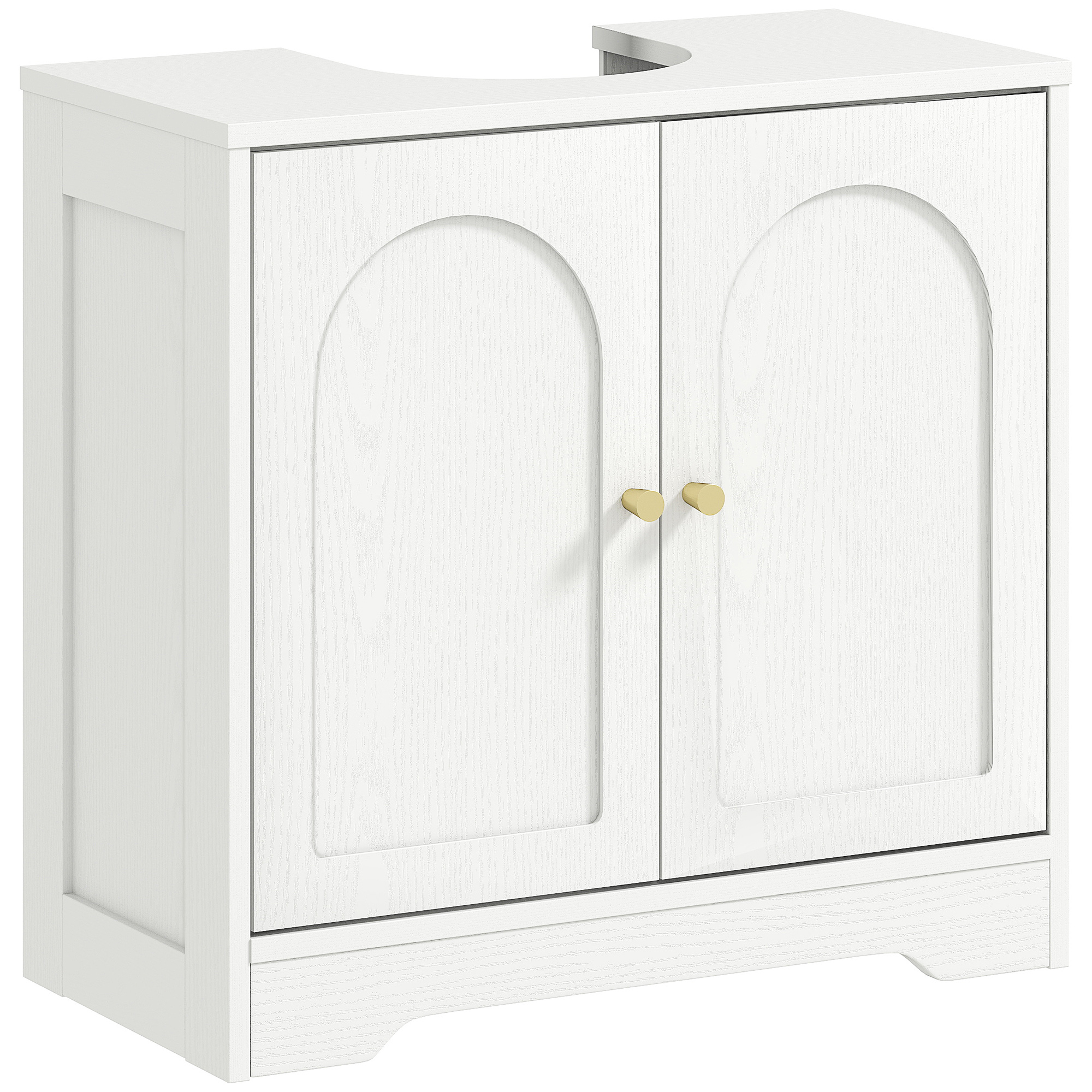 Under Sink Bathroom Cabinet With 2 Arch Doors-White — image 5