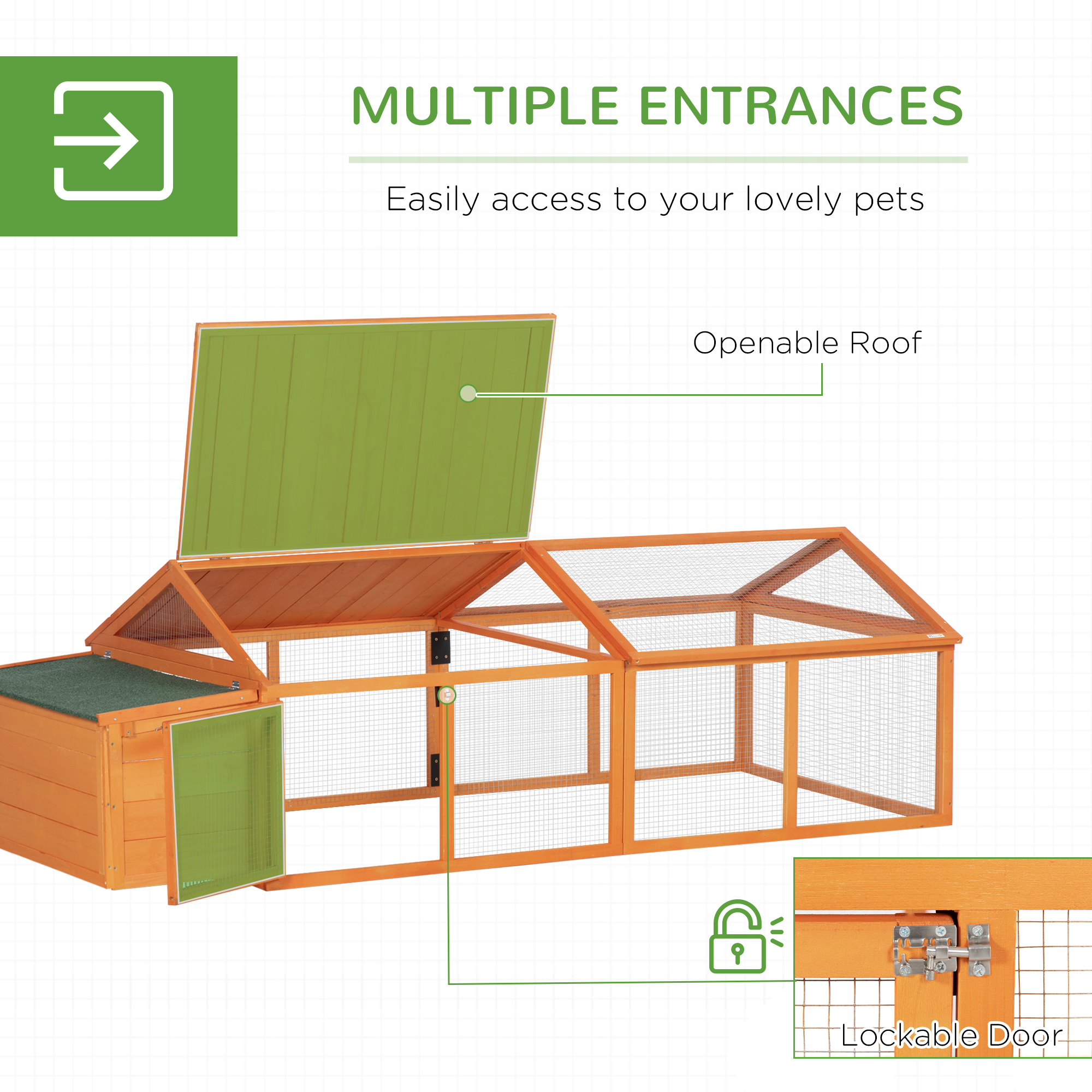 Wooden Chicken Coop With Nesting Box,Openable Roof,for 4-8 Chickens — image 6