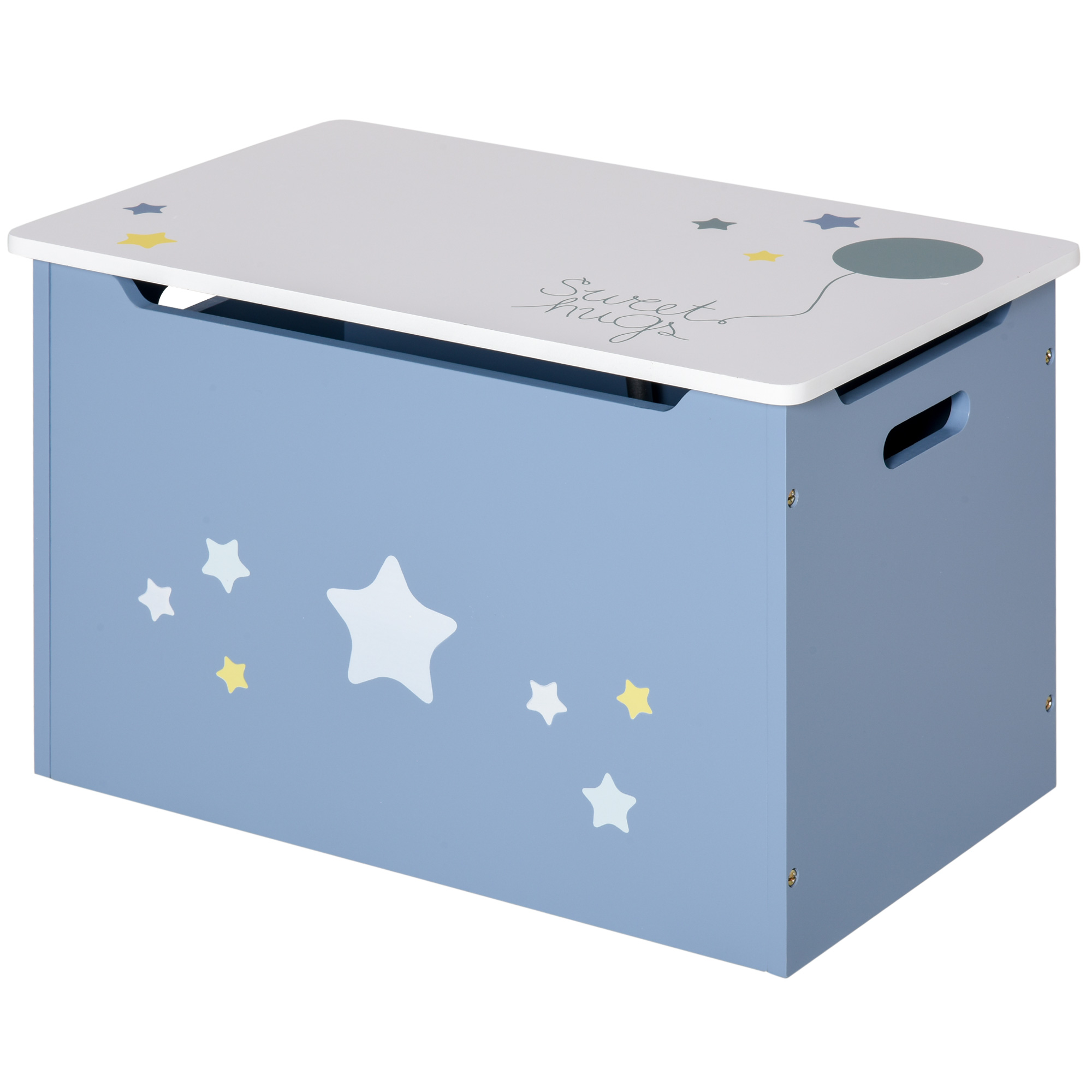 Kids Wooden Toy Box Children Storage Chest Organiser Side Handle Safety Hinge