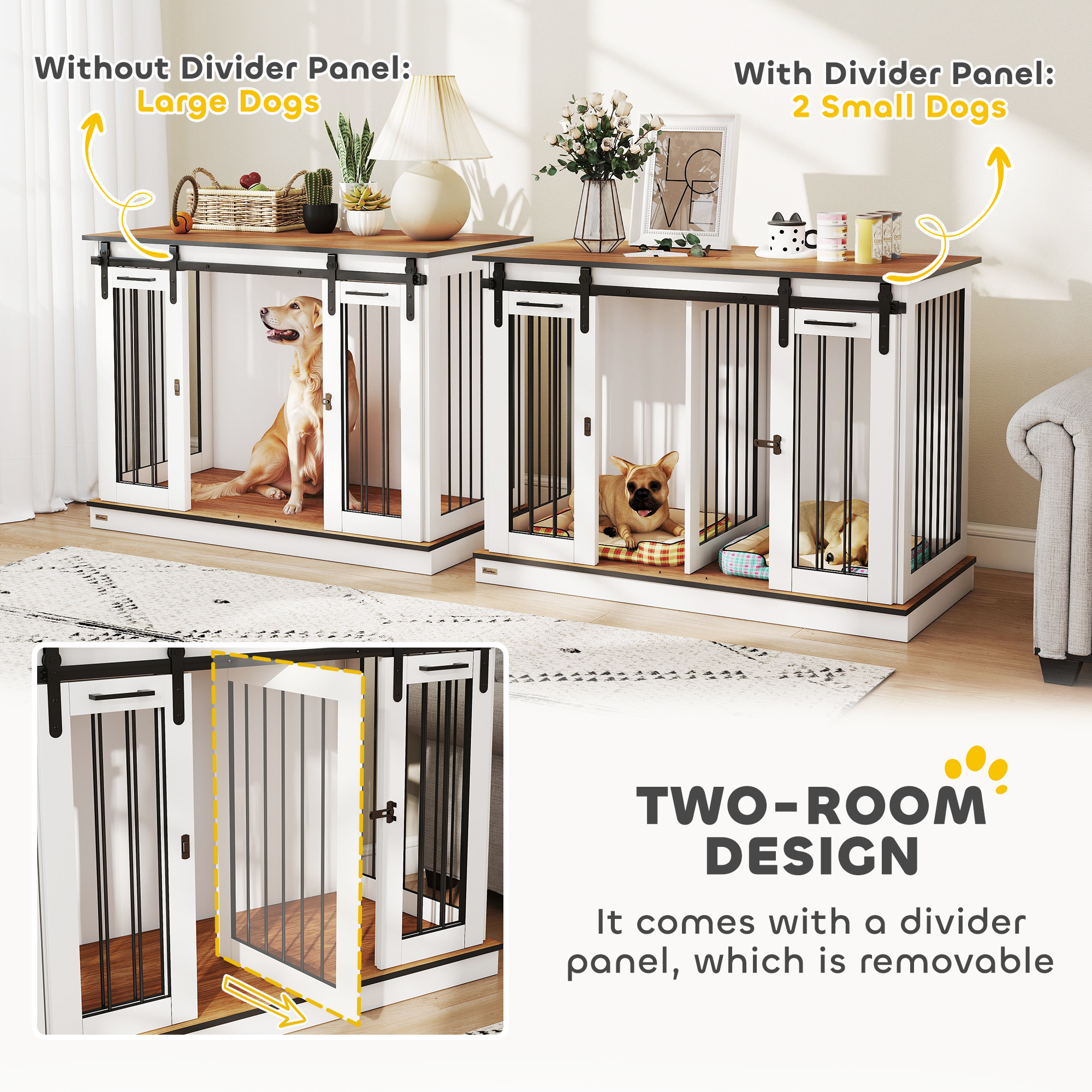 Dog Crate Furniture For Large Dogs,Double Cage Small Dogs
