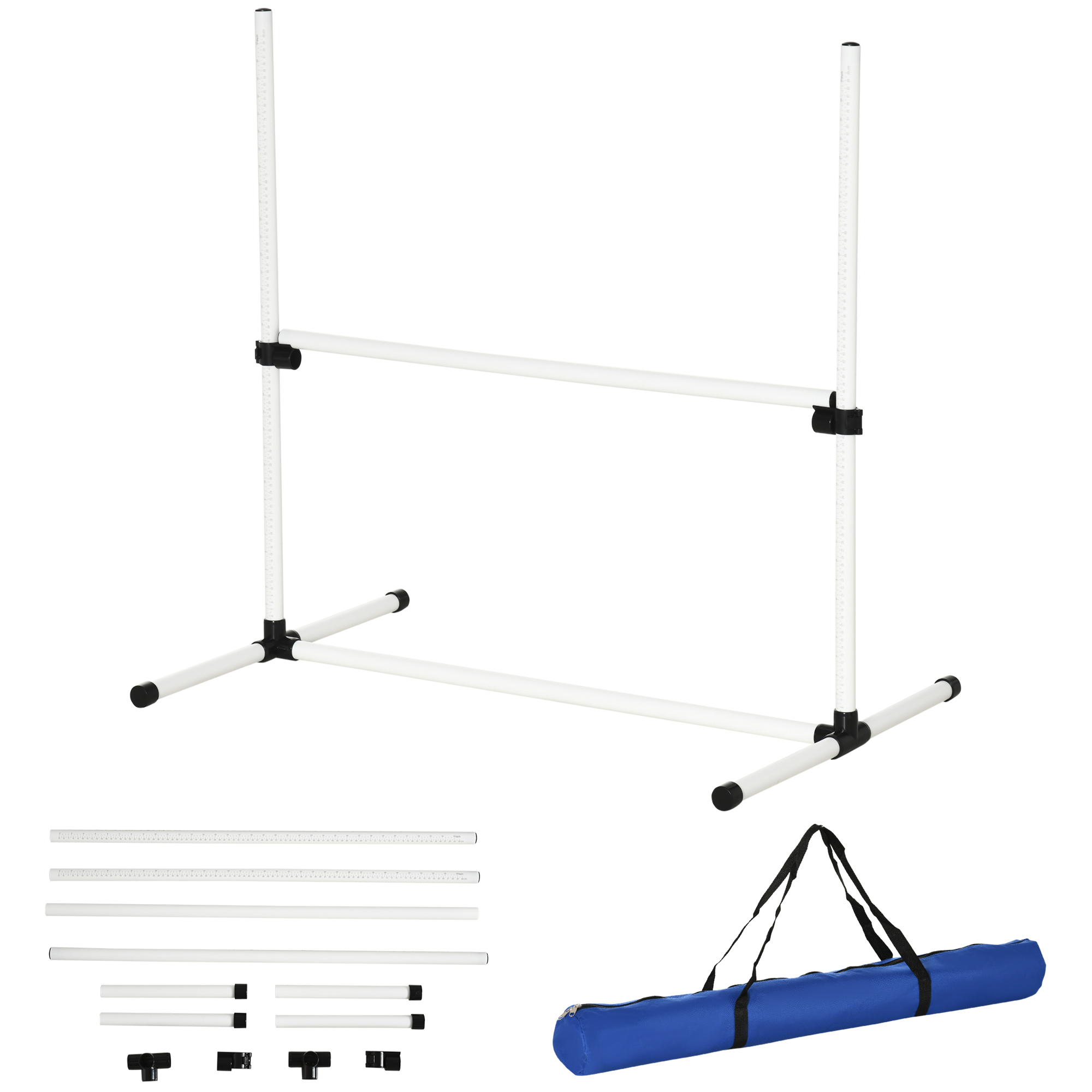 4 Pieces Dog Agility Training Equipment,Adjustable Height Jumps Hurdle With Carrying Bag For Outdoor,White detail photo 11