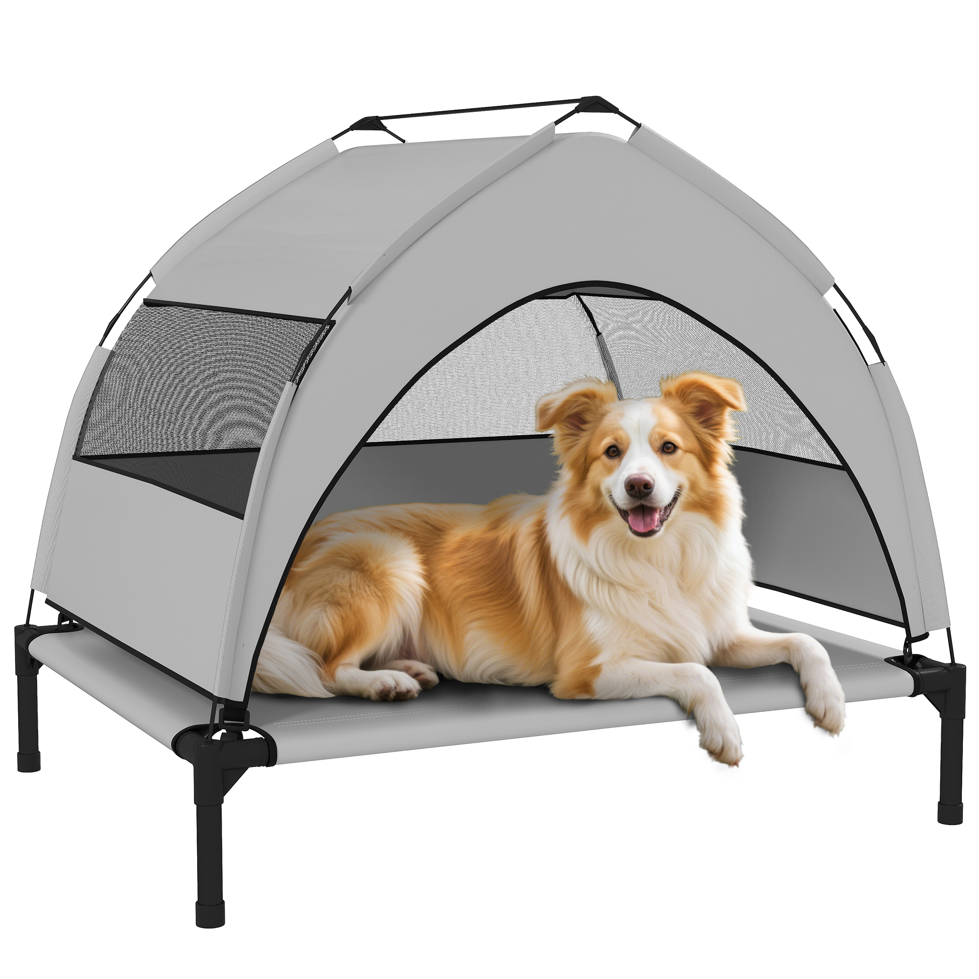 Portable Elevated Dog Bed With Removable Canopy,Cooling Raised Pet Cot — image 5