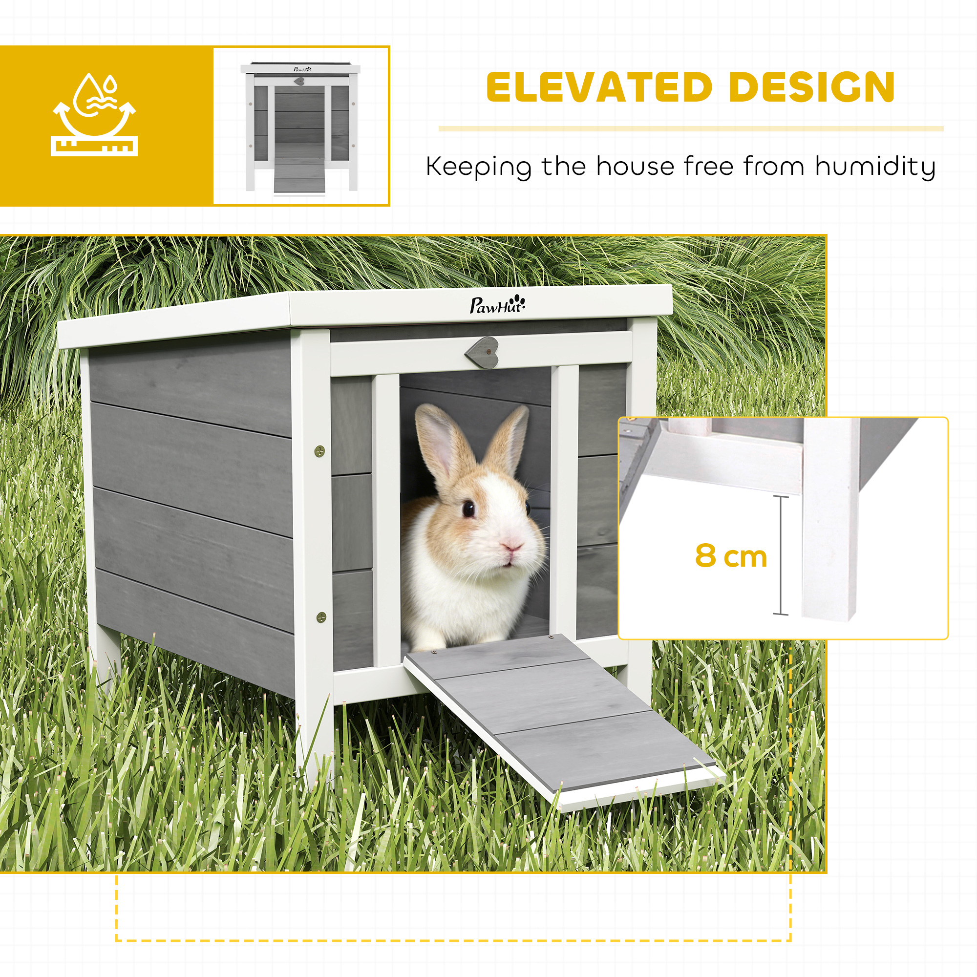 Wooden Rabbit Hutch Outdoor,Guinea Pig Hutch,Rabbit Hideaway,Cat House,Bunny