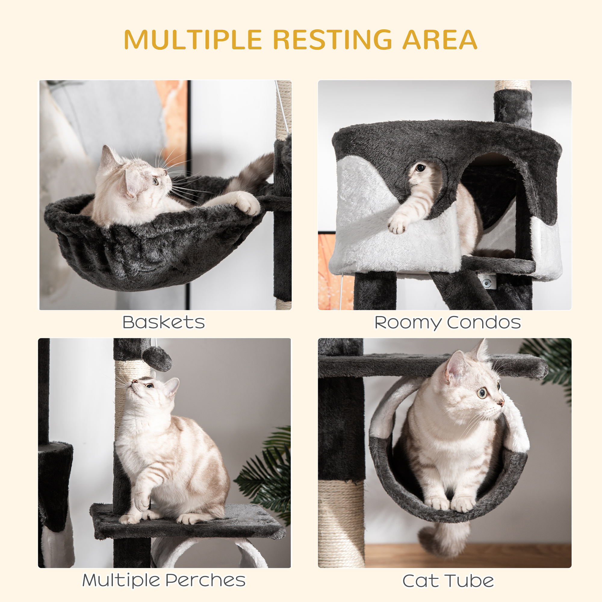 Floor-to-Ceiling Cat Tree For Indoor Cats,240-260cm