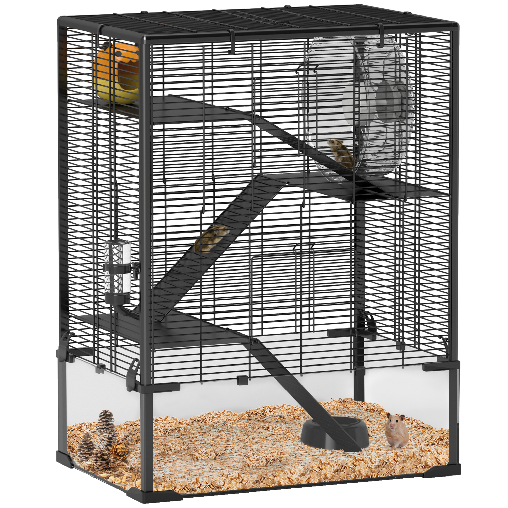 Four-Tier Hamster Cage With Deep Tempered Glass Bottom,Hut,Running Wheel,Food — image 5