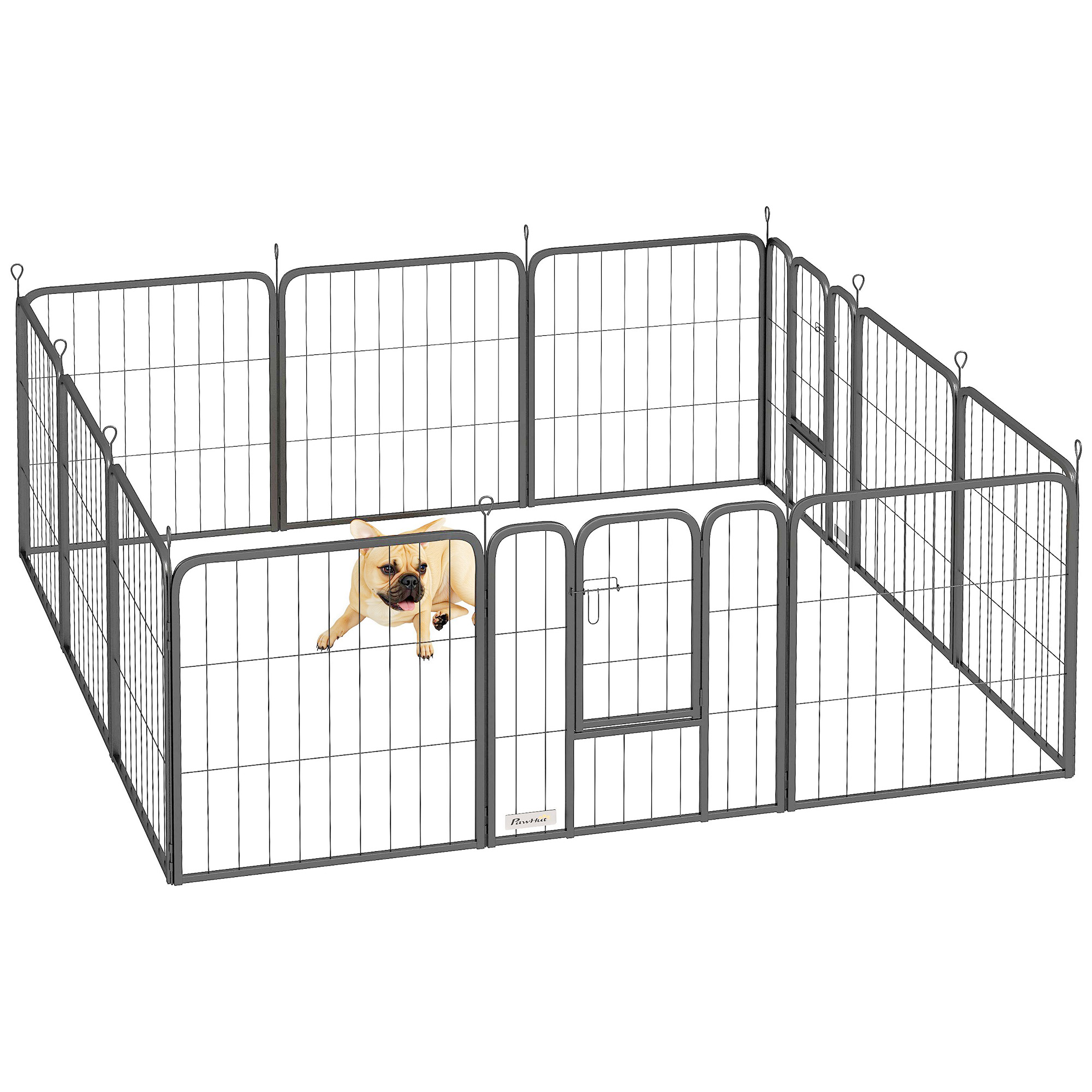 12-Panel Solid Dog Playpen With Doors,for Small Dogs,60cm High,Black — image 5