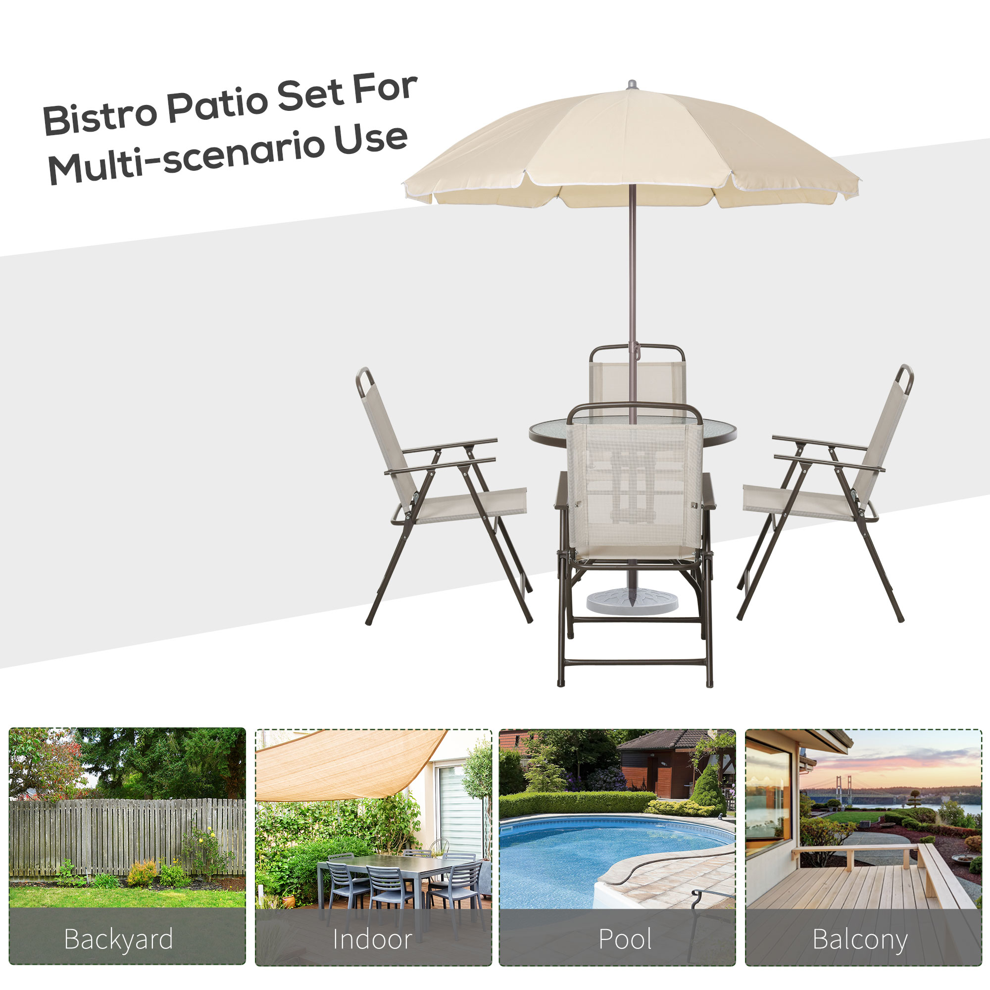 Garden Patio Texteline Folding Chairs Plus Table And Parasol Furniture Bistro
