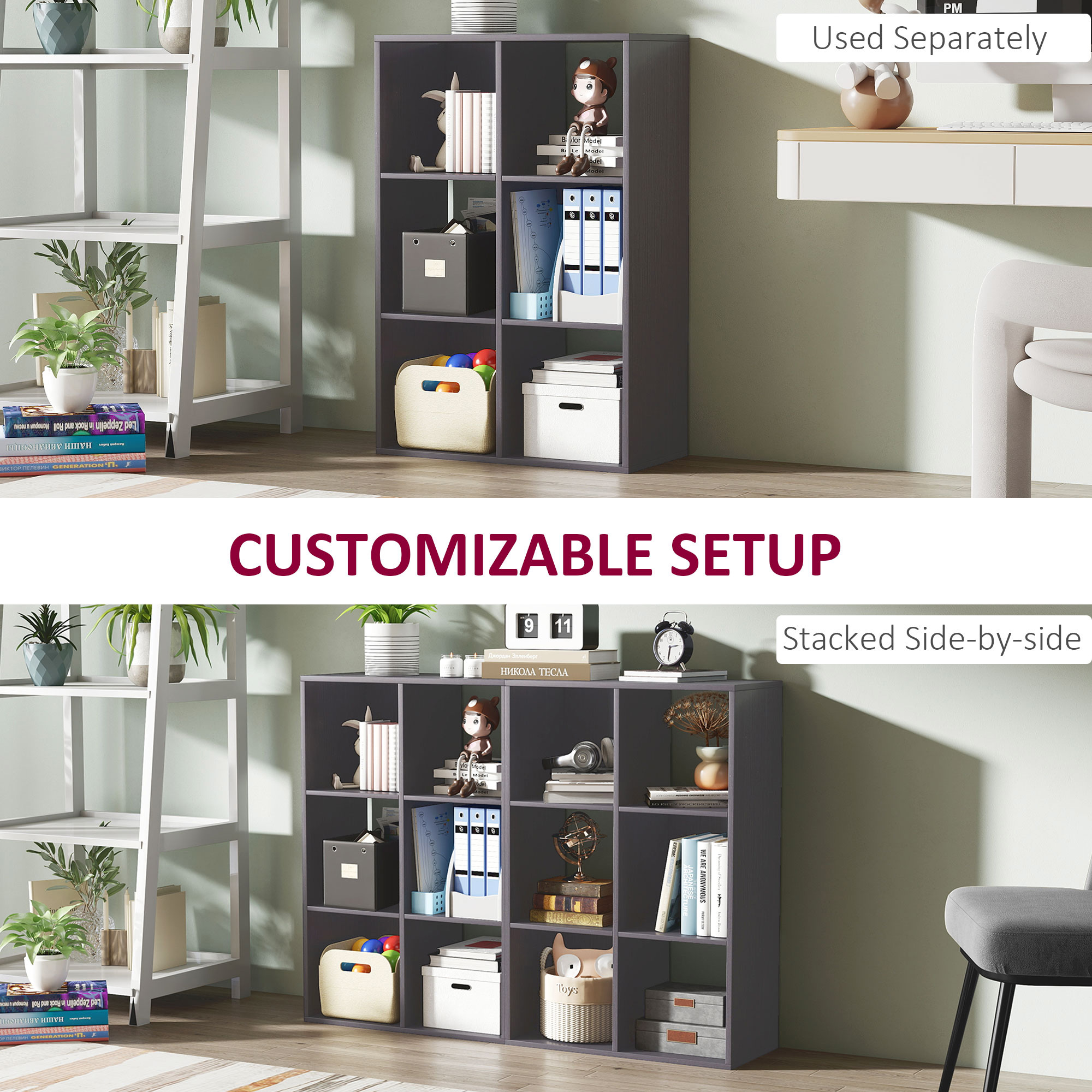 6-cube bookshelf-grey