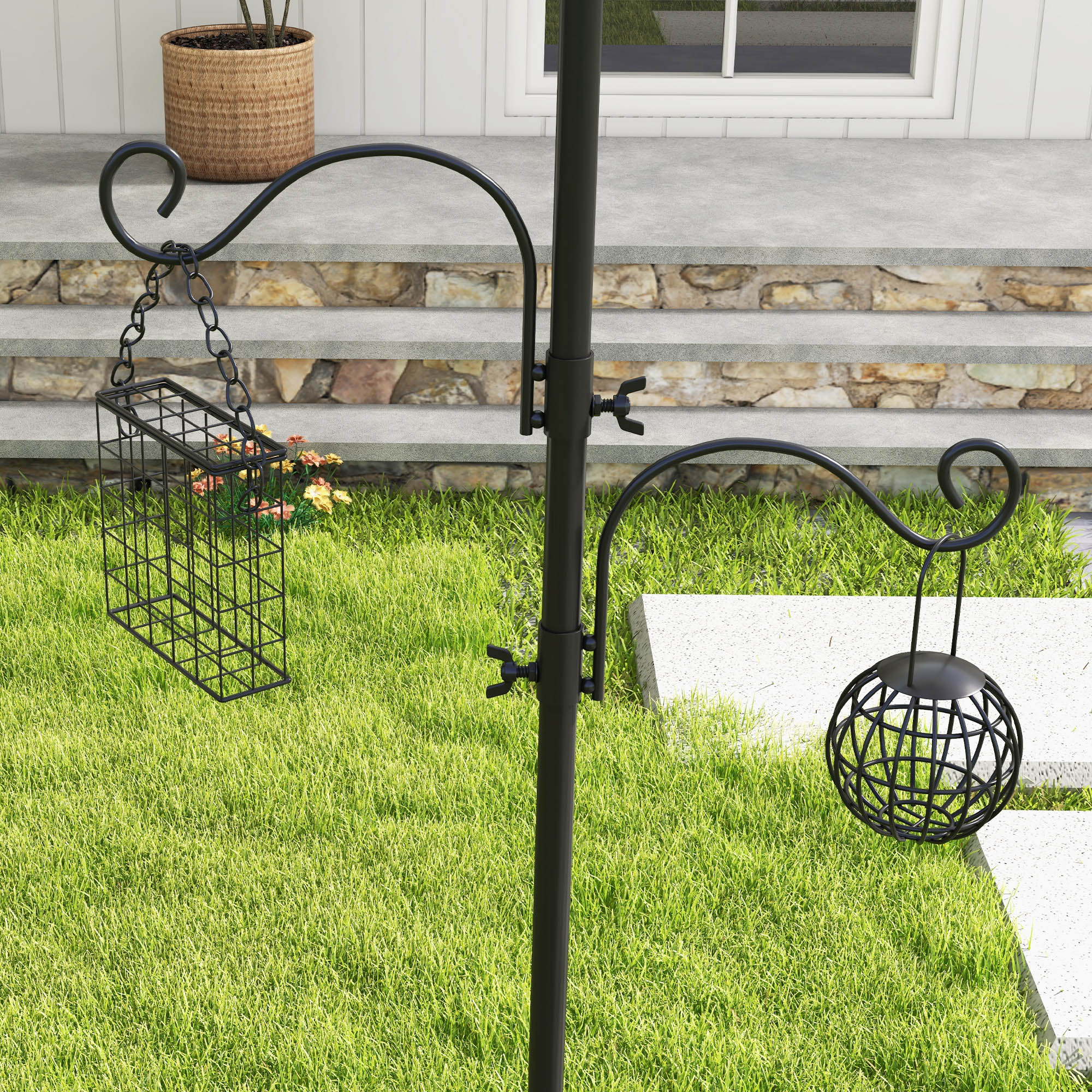 Bird Feeding Station Kit,Wild Bird Feeder Pole With 6