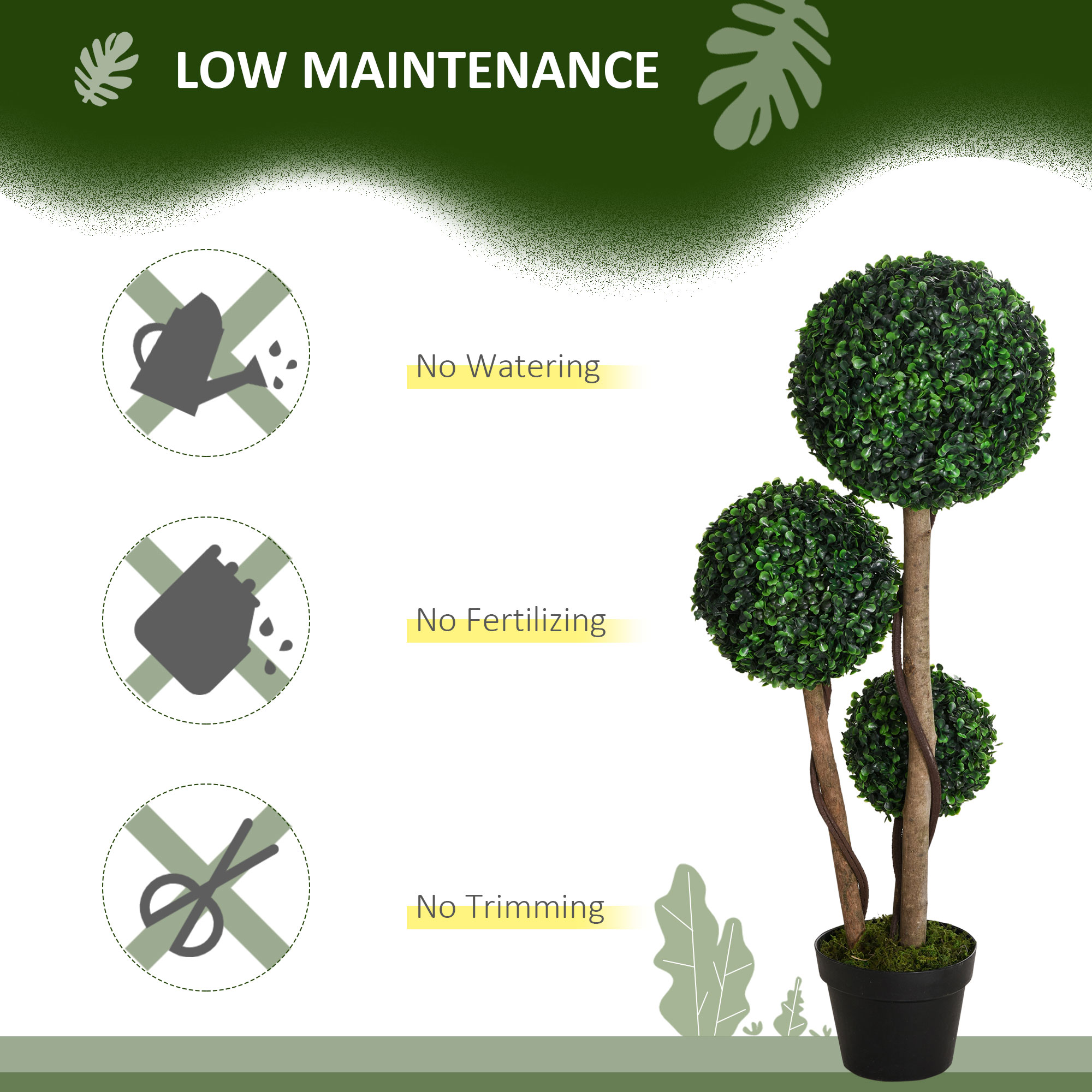 Decorative Artificial Tree Boxwood Ball Topiary In Pot,Fake Plant For Home — image 5