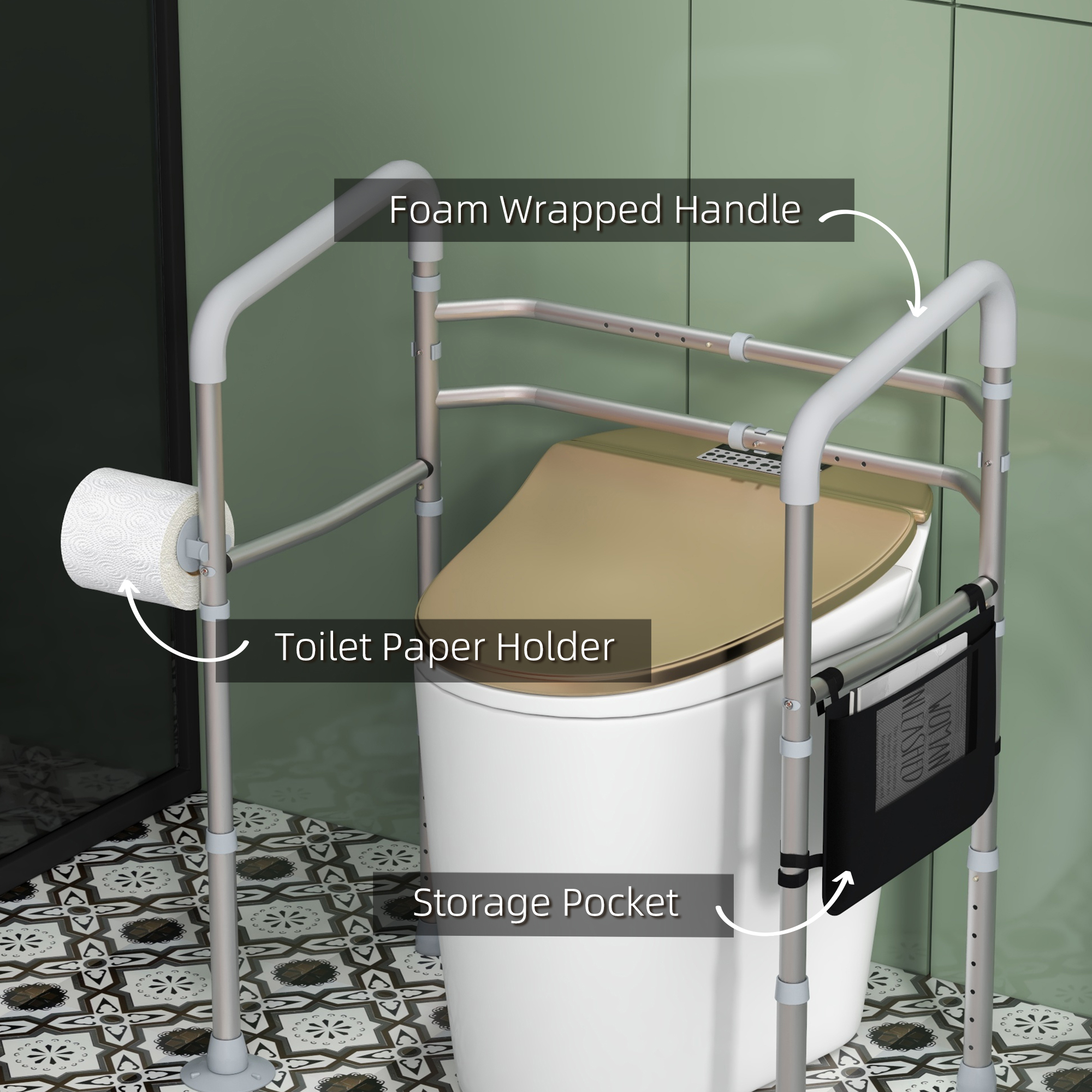Free Standing Toilet Frame,Height And Width Adjustable Safety Frame With Arms,2 — image 4