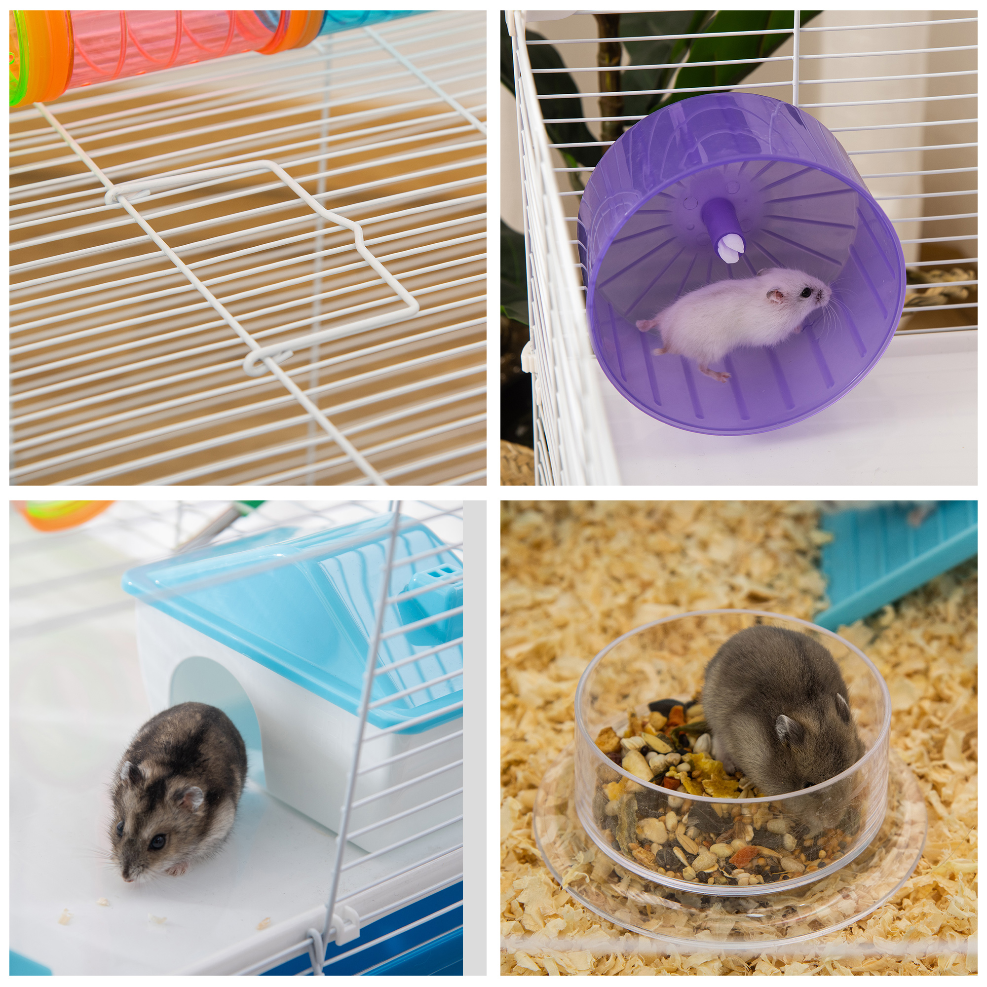 Hamster Cage,Gerbil Cage 3 Tier For Dwarf With Tube,Exercise Wheel,Water — image 3