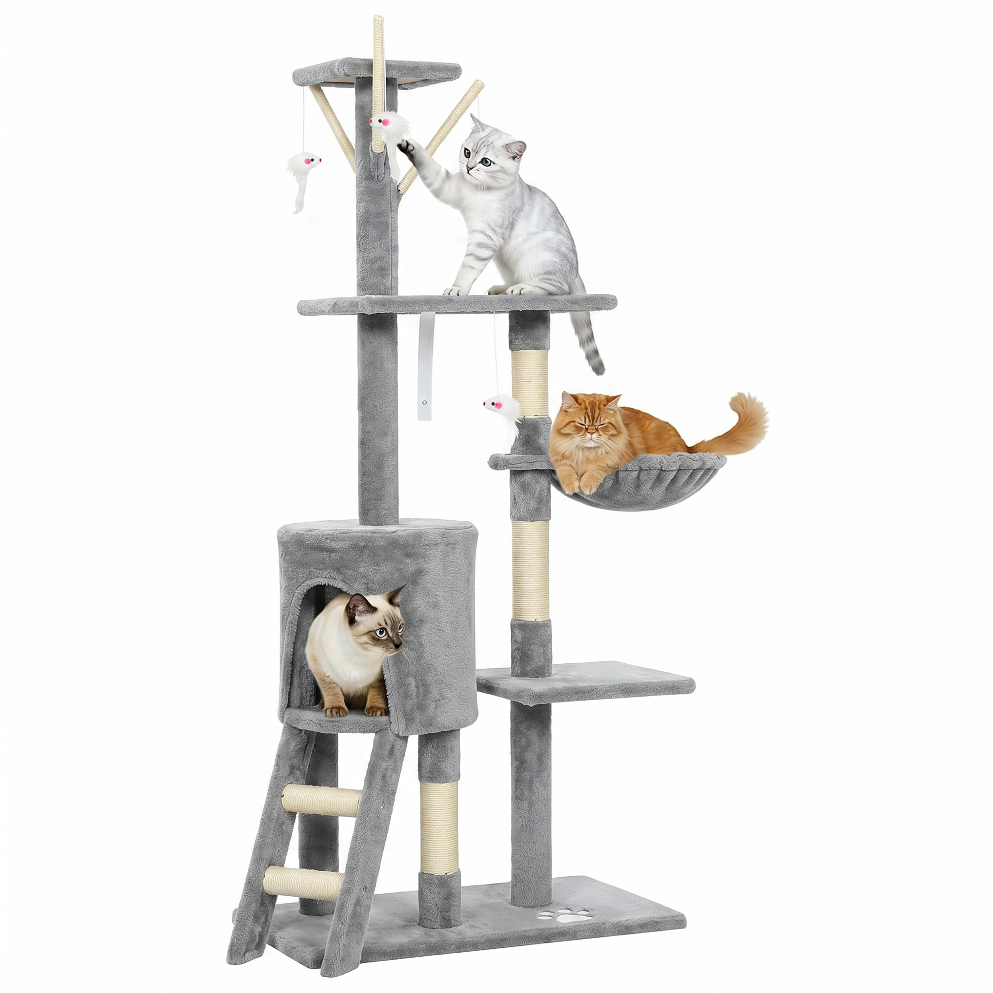 Multi-Level Cat Tower,134cm Tree With Condo And Sisal Scratching Posts — image 2