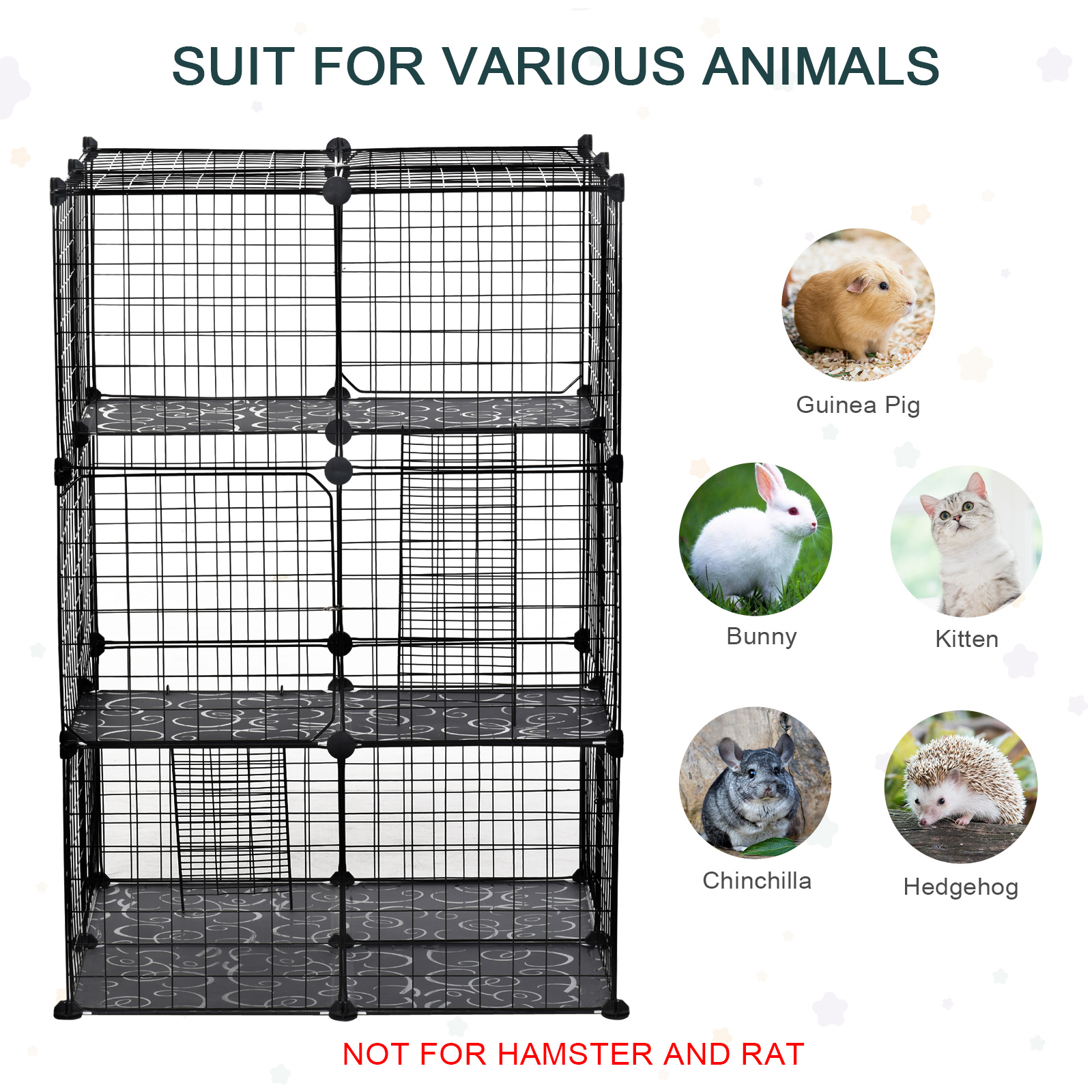 Pet Playpen DIY Small Animal Cage Enclosure Metal Wire Fence 39 Panels With 3 — image 2