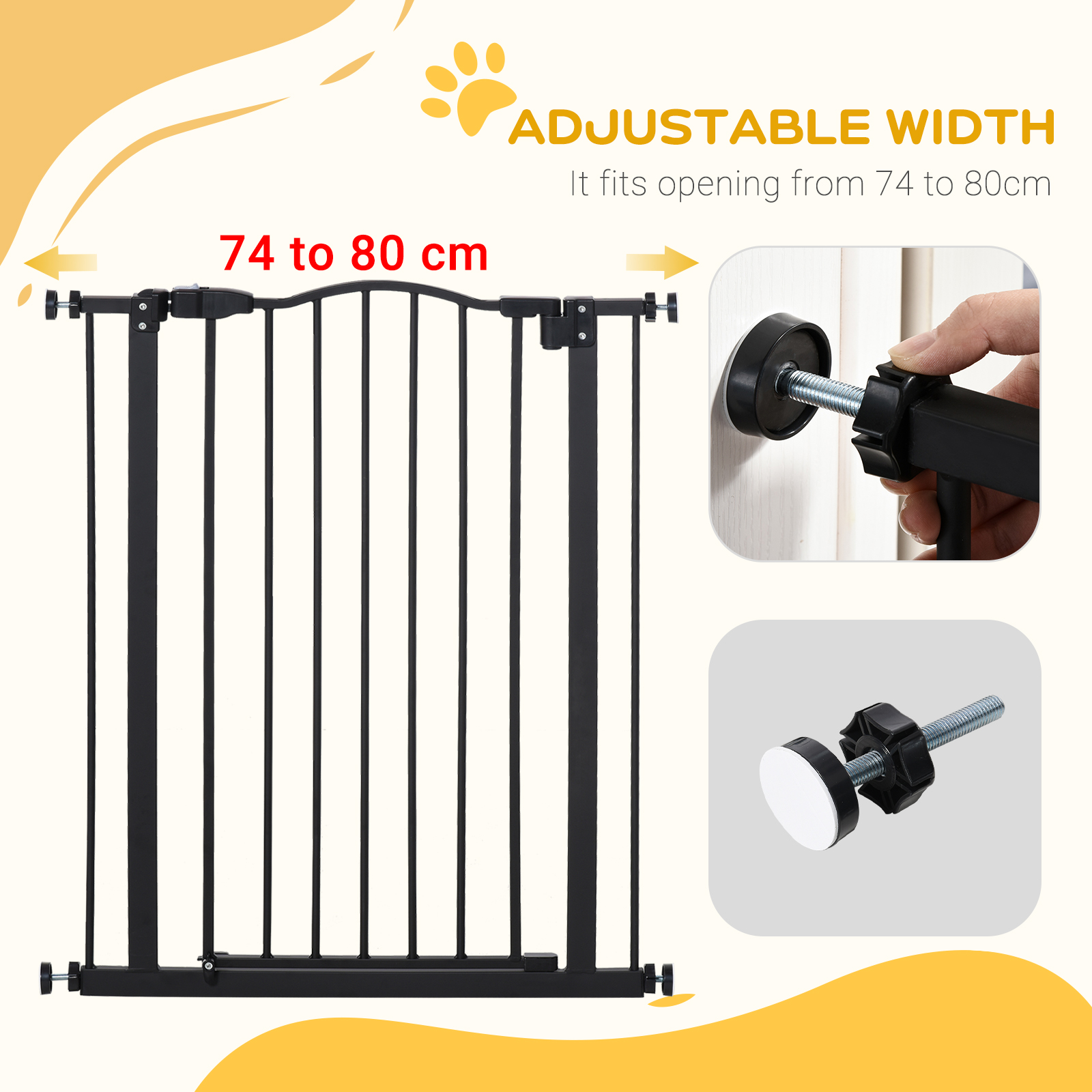 Pressure Fit Dog Stair Gate No Drilling Safety Auto Close