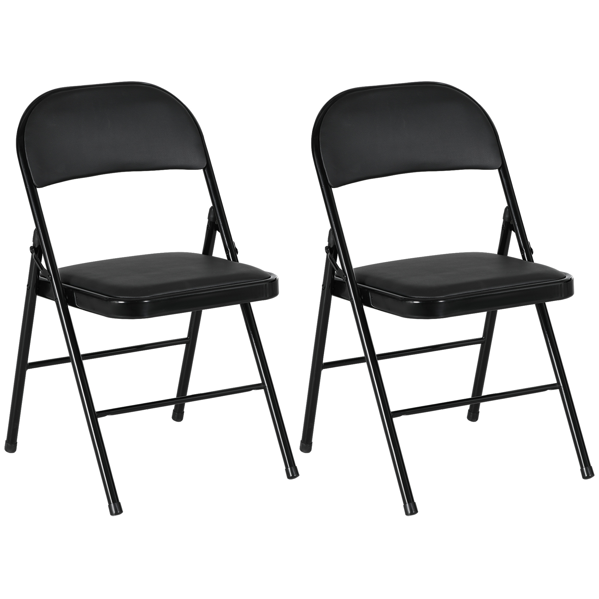 Set Of Two Cushioned Folding Chairs-Black — image 2