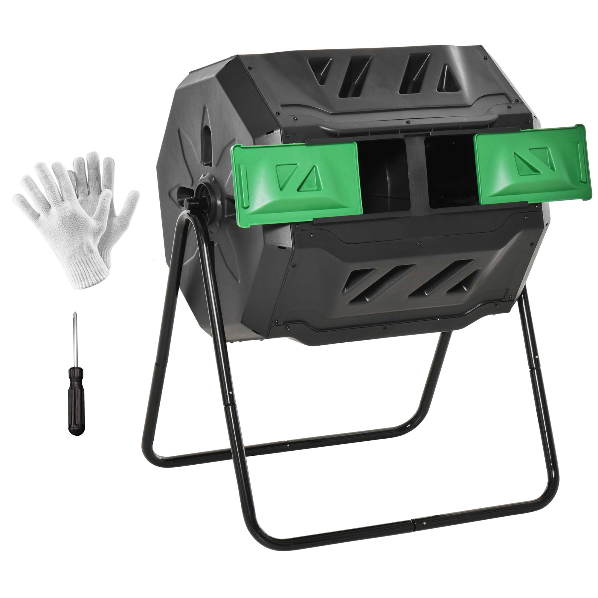 160L 360Â° Rotating Dual Chamber Composter-Black — image 4