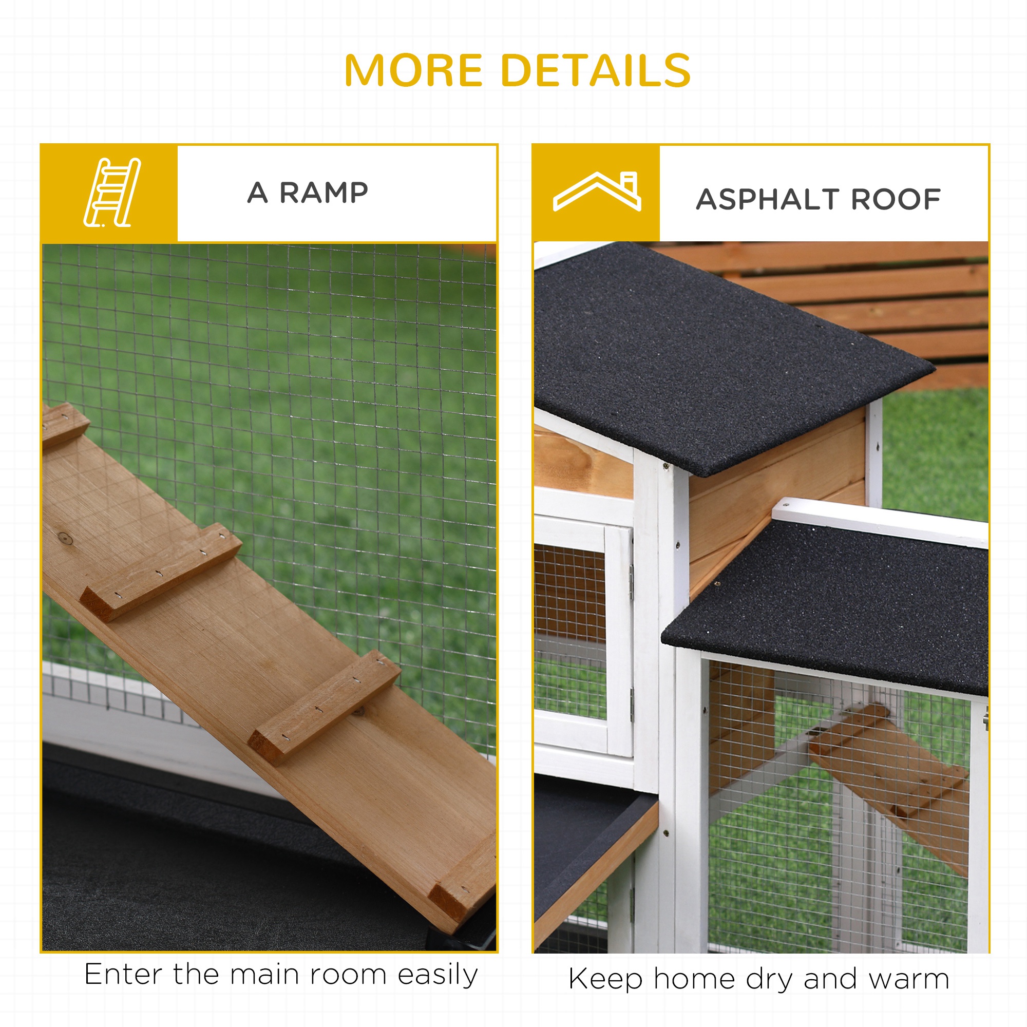 Rabbit Hutch Guinea Pig Wooden House With Run,2 Tier Pet Cage Outdoor No-leak — image 4