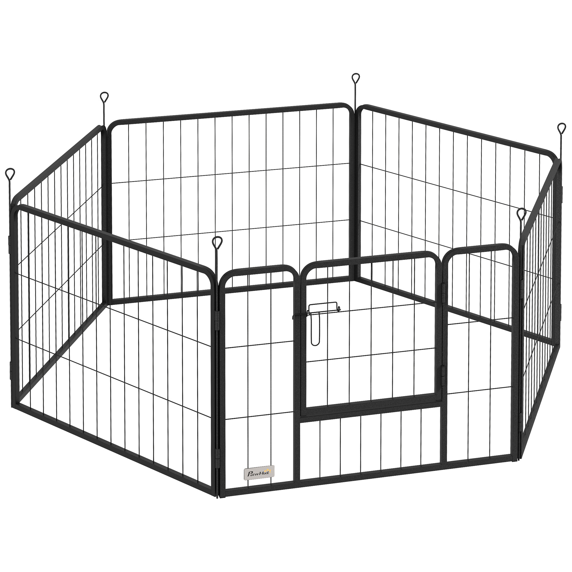6 Panels Dog Playpen,Portable Detachable Puppy Pen With Door,for Small Dogs,60cm High,Grey detail photo 1