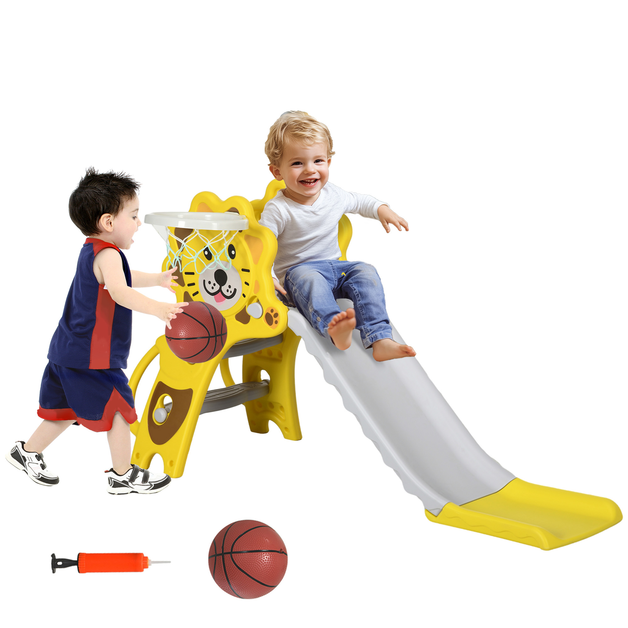 Baby Slide With Basketball Hoop,Climber,Easy To Assemble Kids For Indoor — image 5