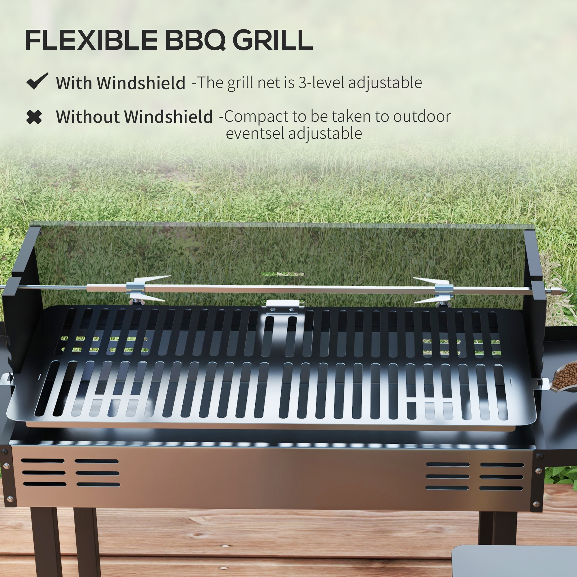 BBQ Rotisserie Grill Roaster Charcoal Spit Roasting Machine For Chicken Turkey