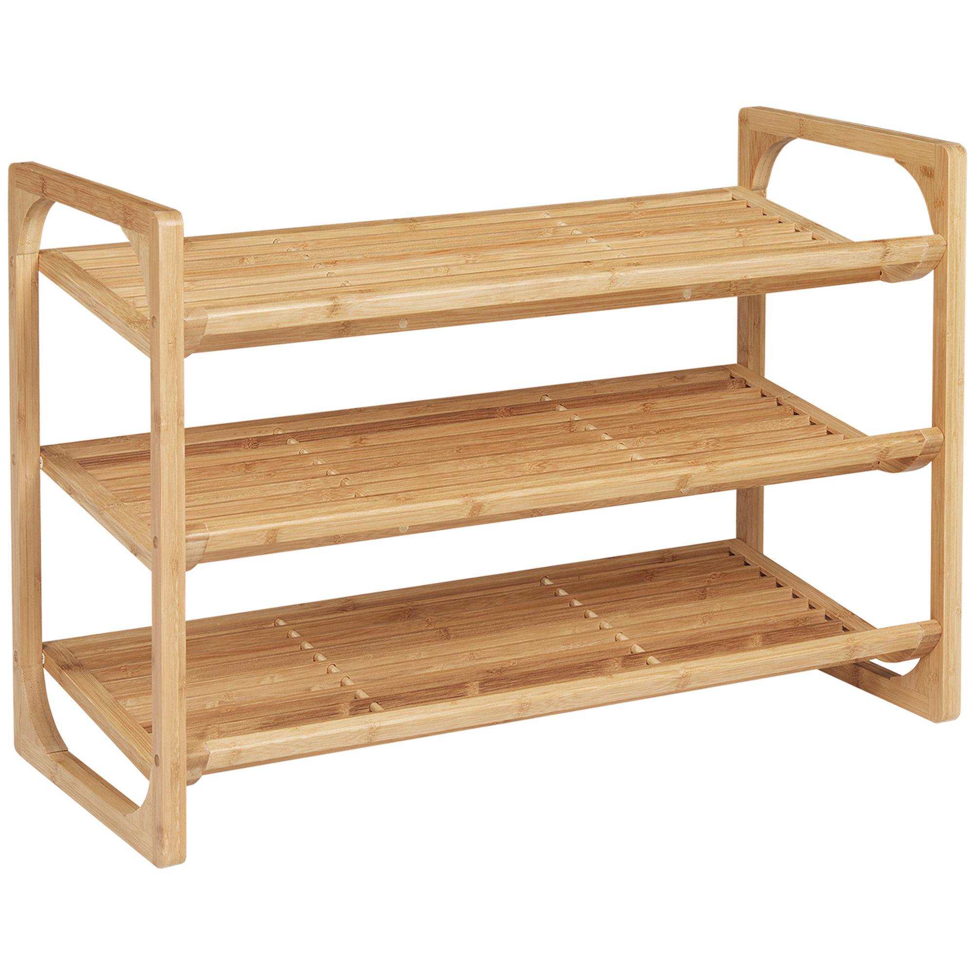 3-Tier Shoe Rack,Bamboo Storage Organizer With Slatted Shelves,Free Standing — image 4