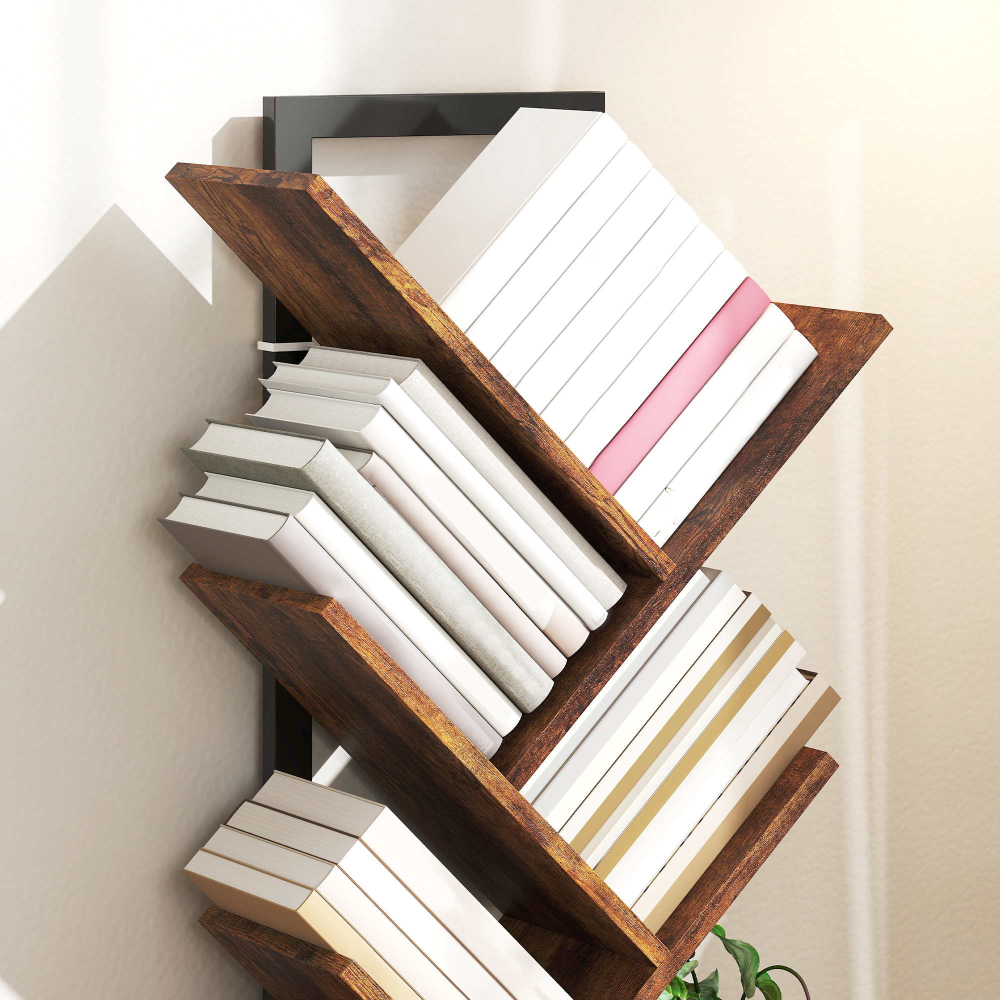 Six-Section Tree Bookcase-Wood-Effect