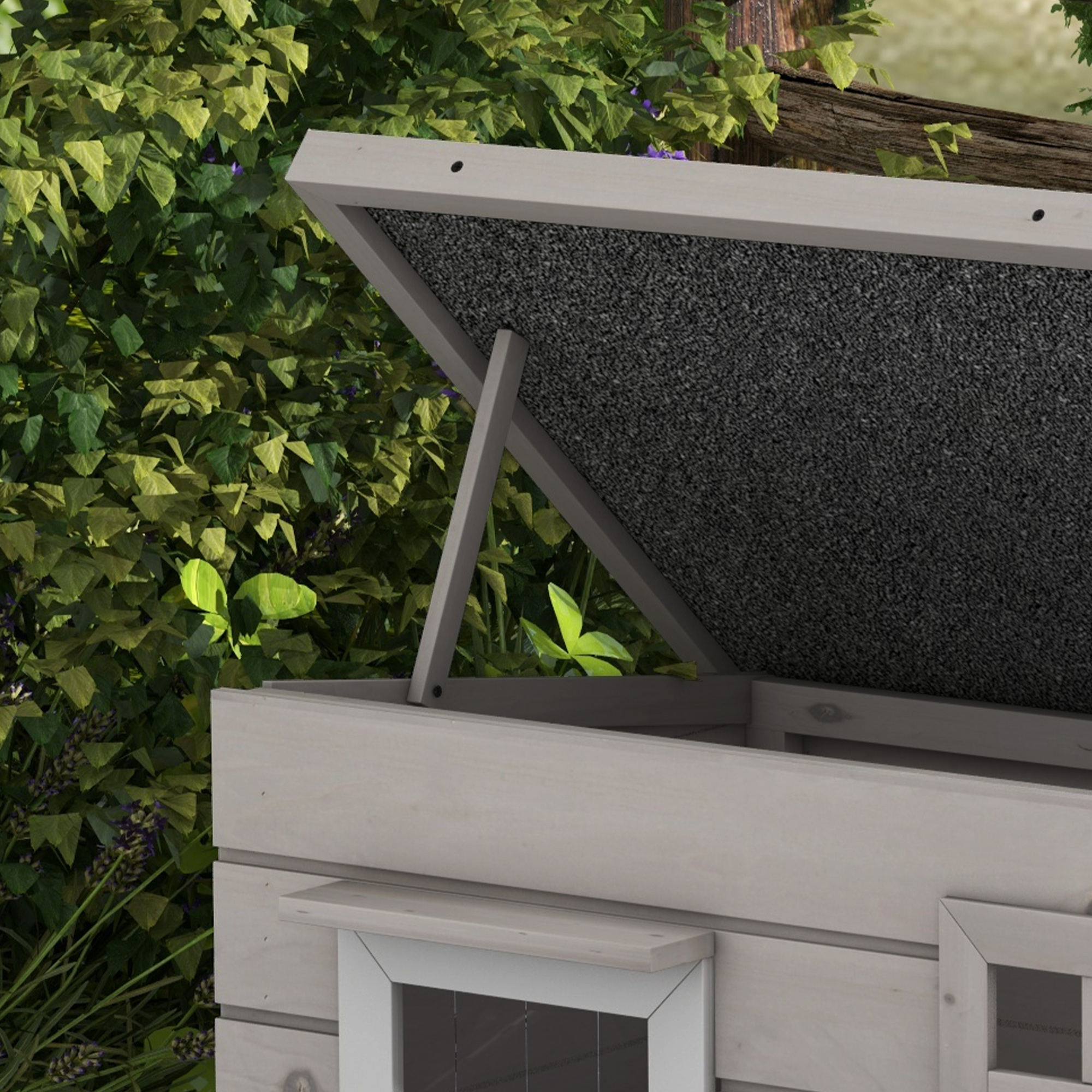 Wooden Outdoor Cat House,Elevated Shelter Kennel,Pet Play House With Openable — image 2