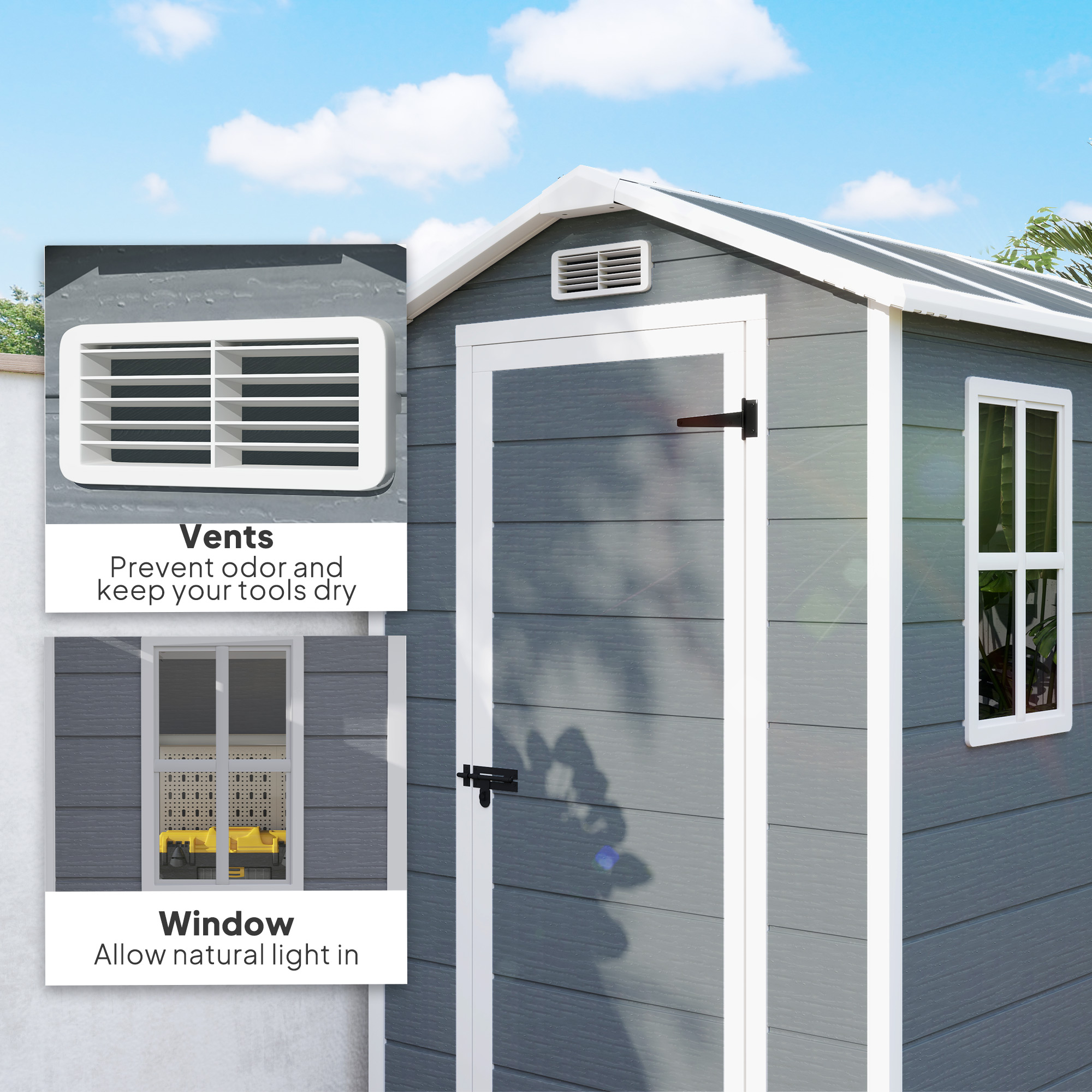 4 X 6ft Garden Shed,Plastic Shed With Floor,Window,Lockable