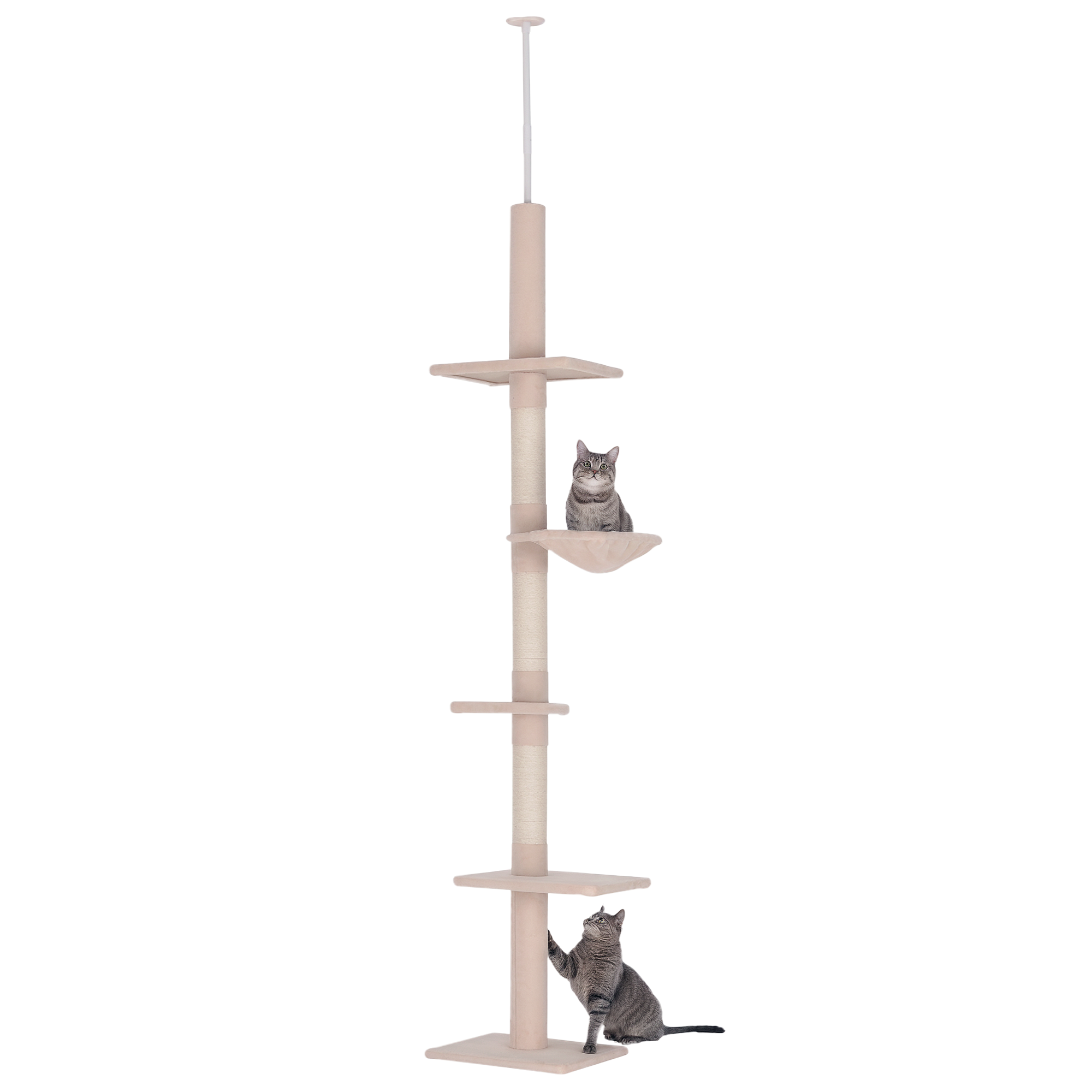 Floor To Ceiling Cat Tree 230-260cm Height Adjustable,5-Tier Tower — image 3