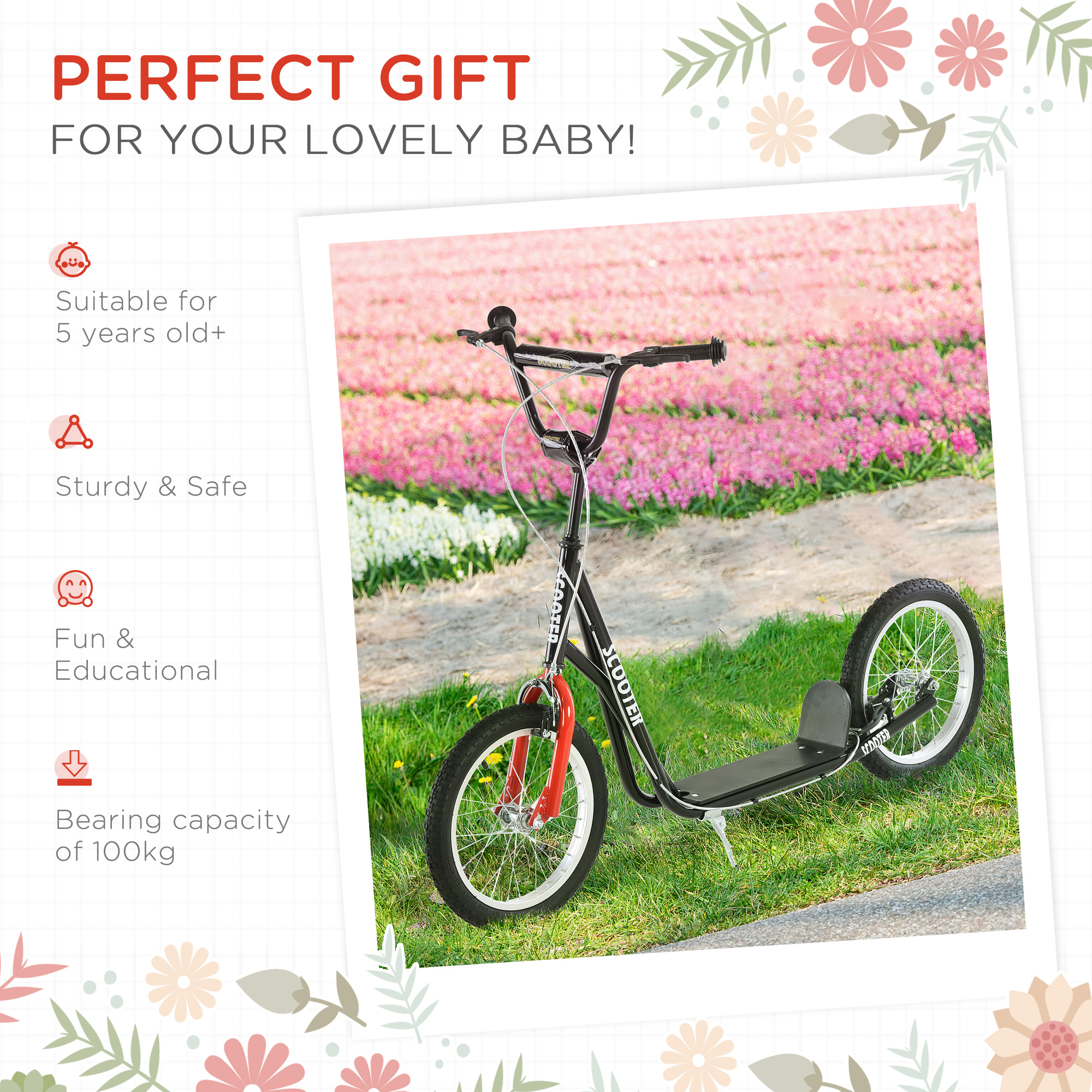 Kick Scooters For Kids With Adjustable Height,Anti-Slip Deck,Dual Brakes,Rubber — image 2