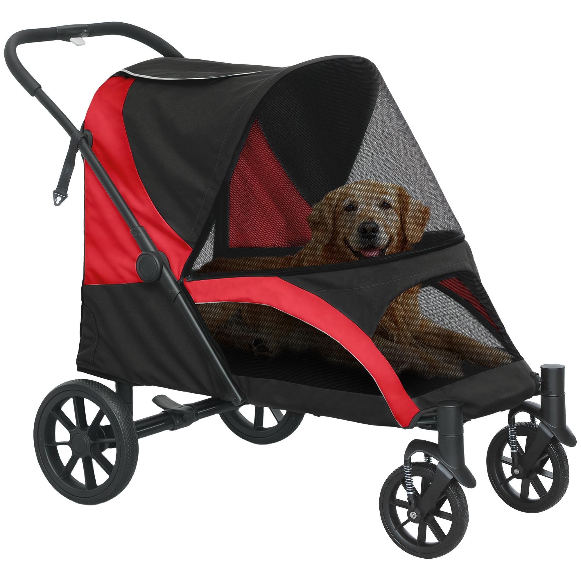 Foldable Pet Stroller For Large Dogs With Four Big Wheels,Shock-Absorbing — image 5
