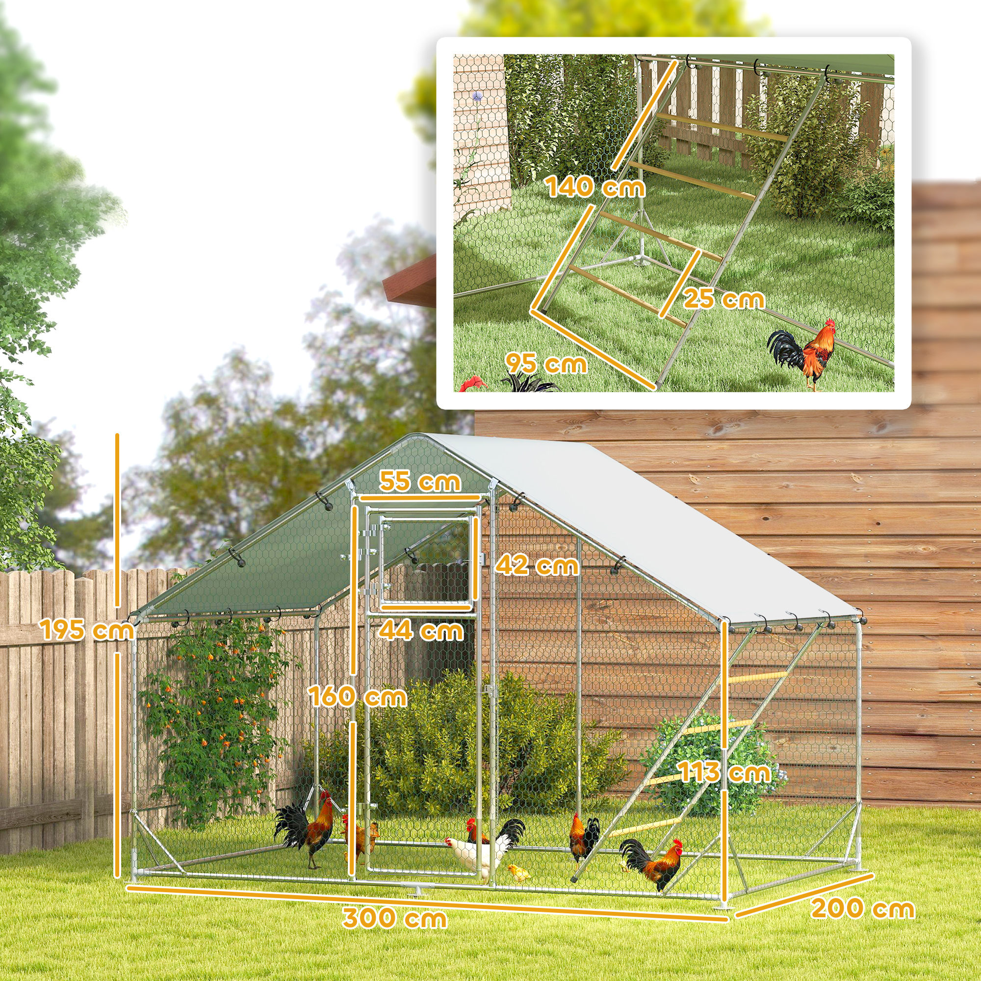 Walk-in Chicken Run W/ Cover,Feeding Door,Hanging