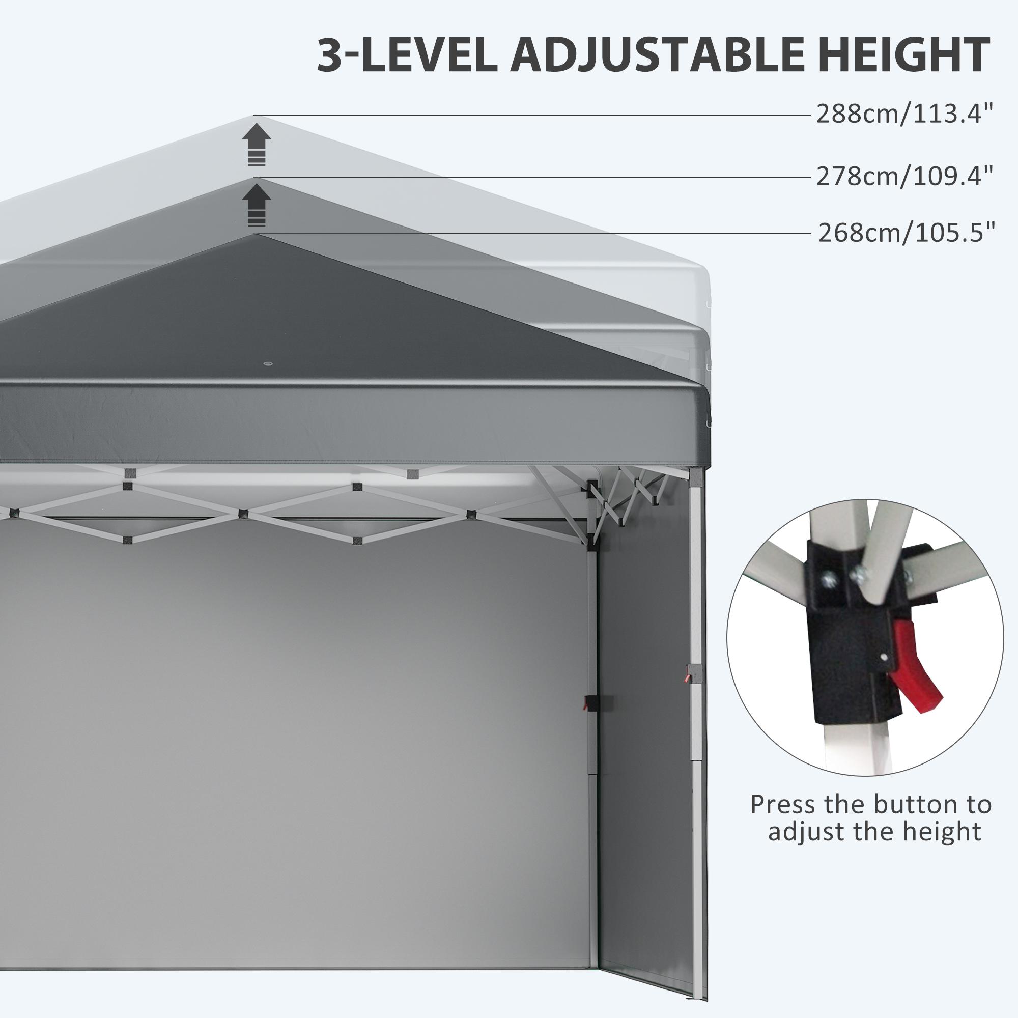 3 X 3 (M) Pop Up Gazebo,UPF 30+ With 2 Sidewalls,Leg Weight Bags And Wheeled — image 2