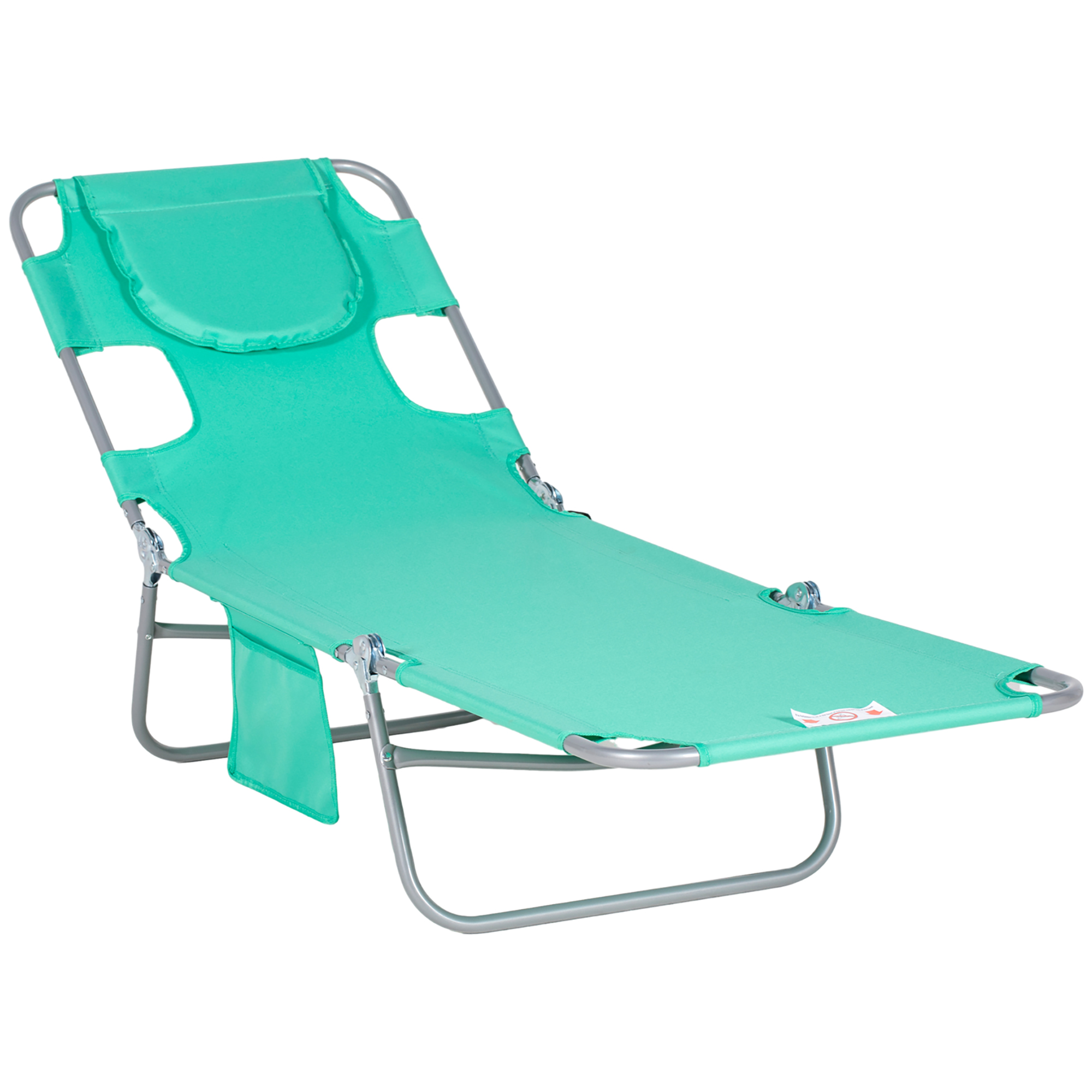 Foldable Sun Lounger With Reading Hole-Green — image 2