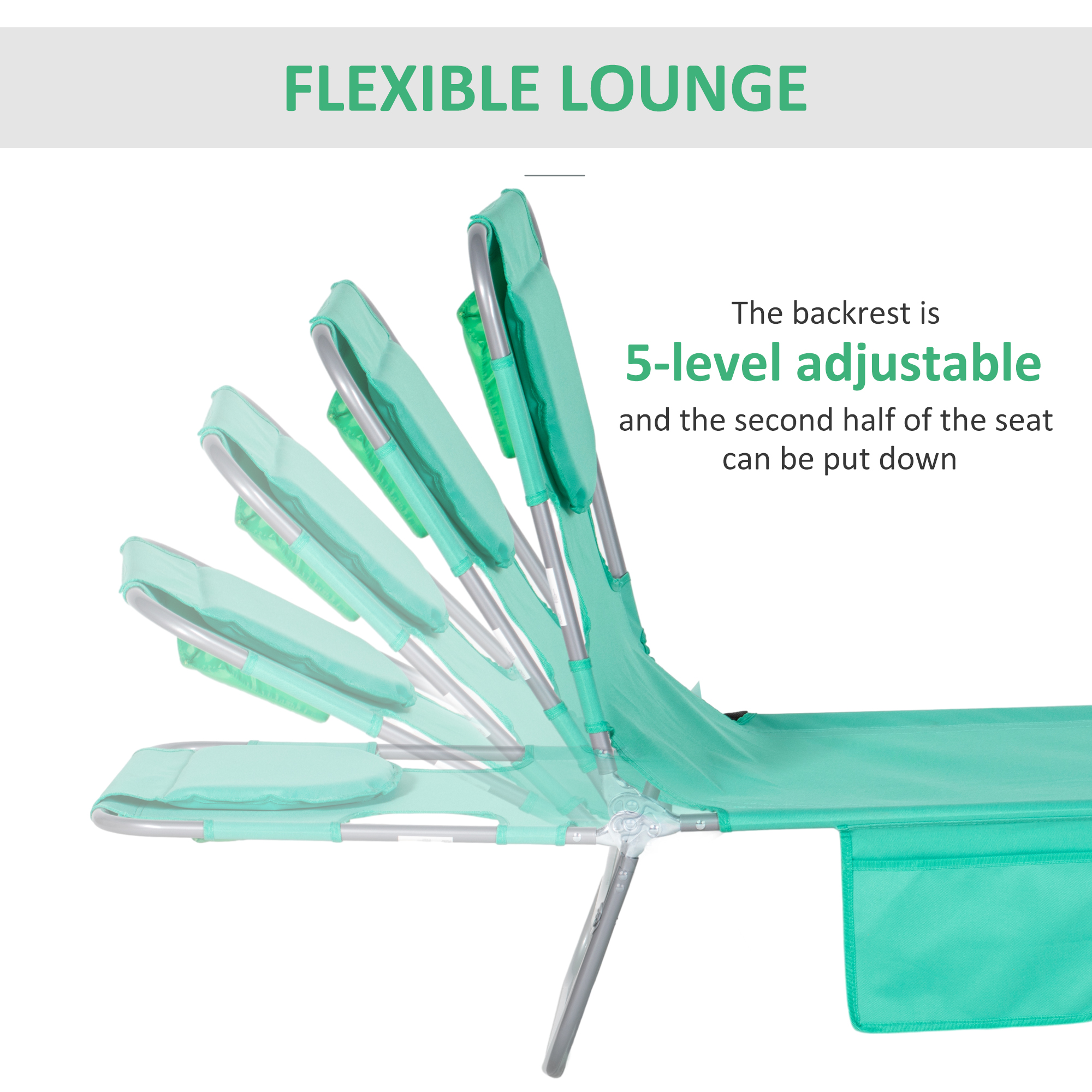 Foldable Sun Lounger With Reading Hole-Green — image 3