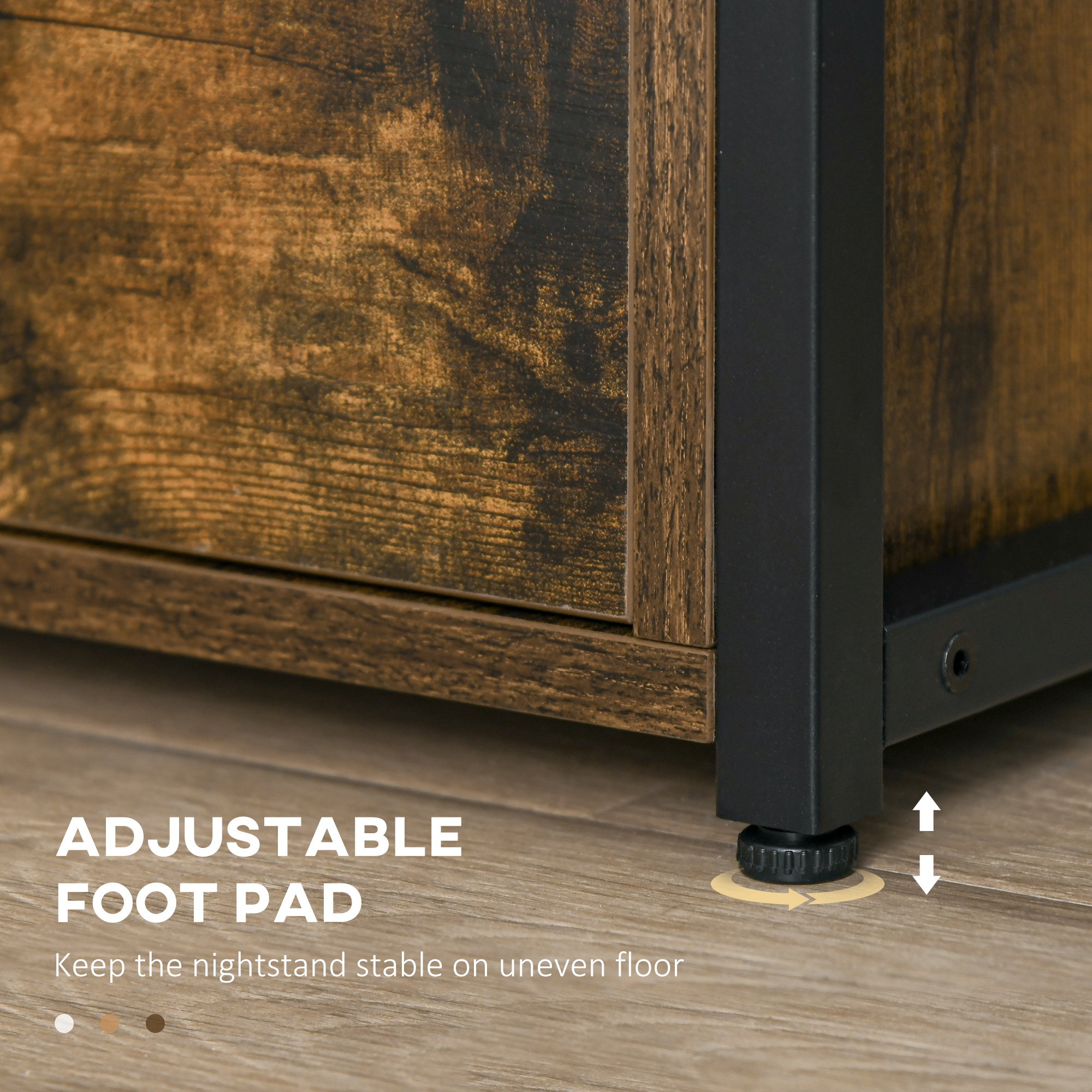 Industrial Side Table With Drawer,Sofa Table,Bedside Cabinet Storage Shelf,Slim — image 3