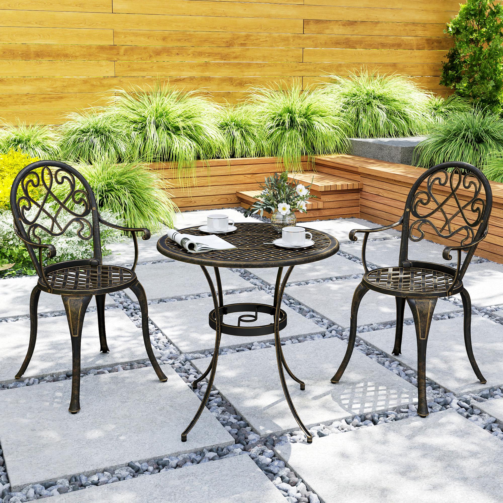 Three-Piece Elegant Aluminium Garden Set-Bronze Tone