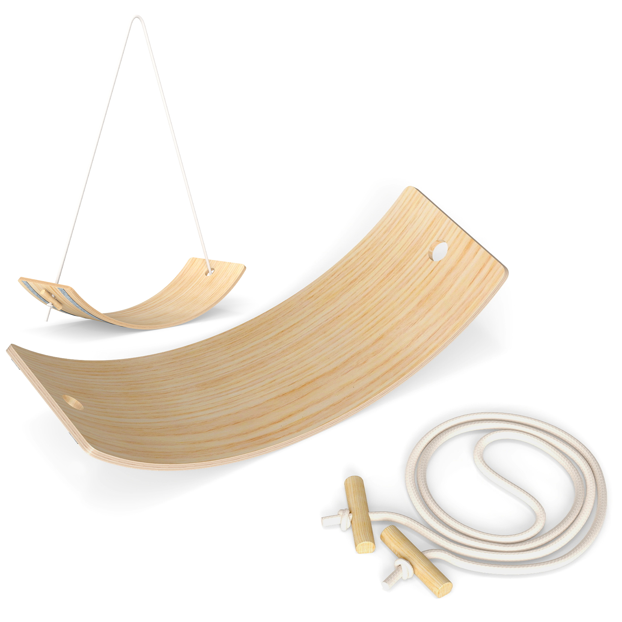 Kids Wooden Balance Board With Rope,Wooden Wobble Felt For Sensory Play,for — image 3