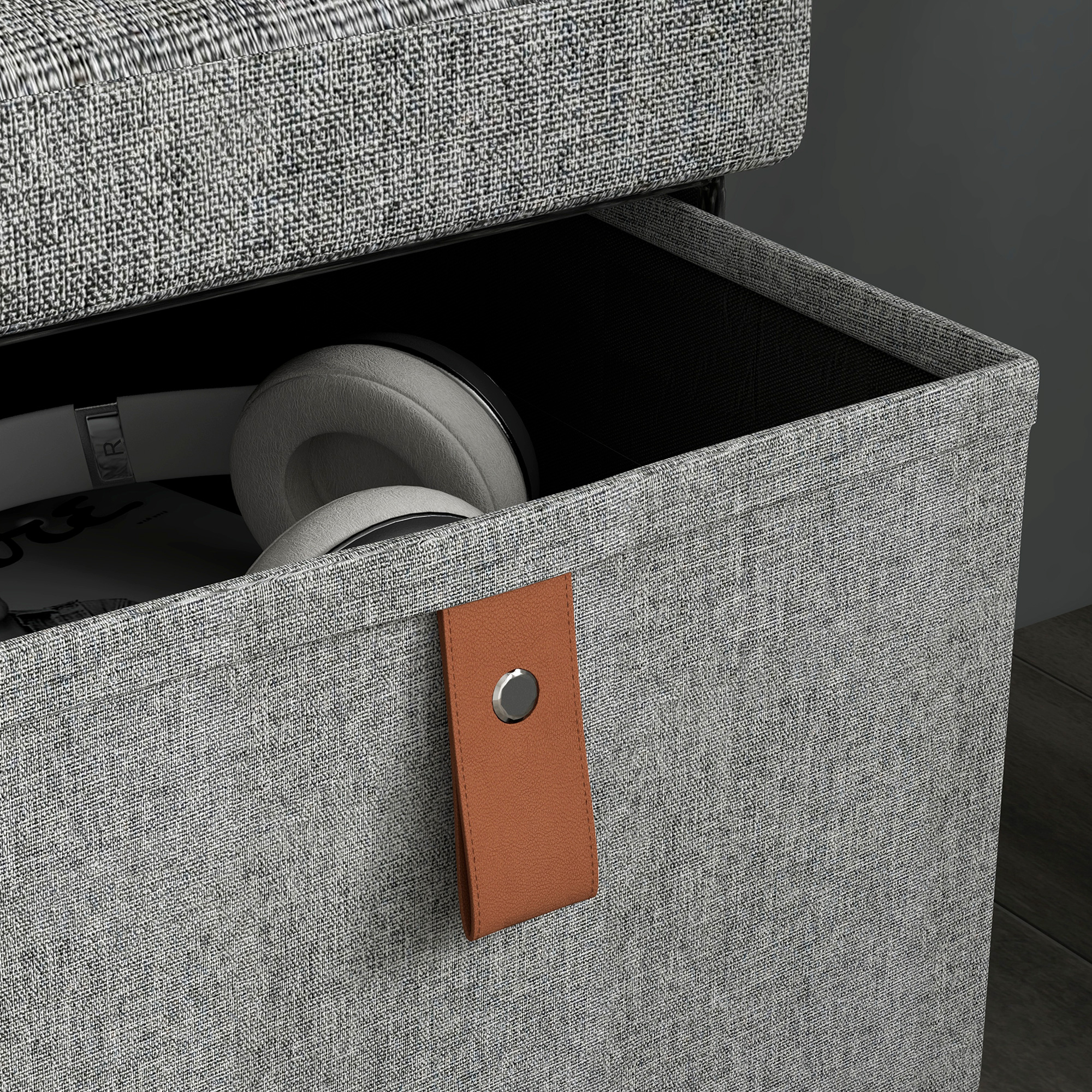 Shoe Bench With Seat,Shoe Storage Cushion And 6 Fabric Drawers — image 5