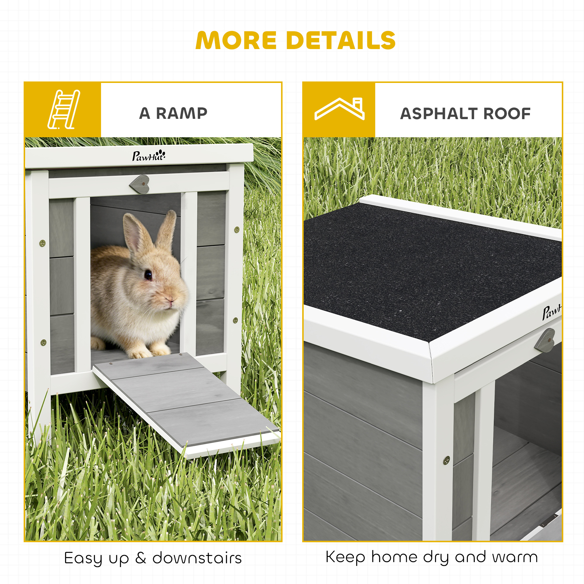 Wooden Rabbit Hutch Outdoor,Guinea Pig Hutch,Rabbit Hideaway,Cat House,Bunny — image 4