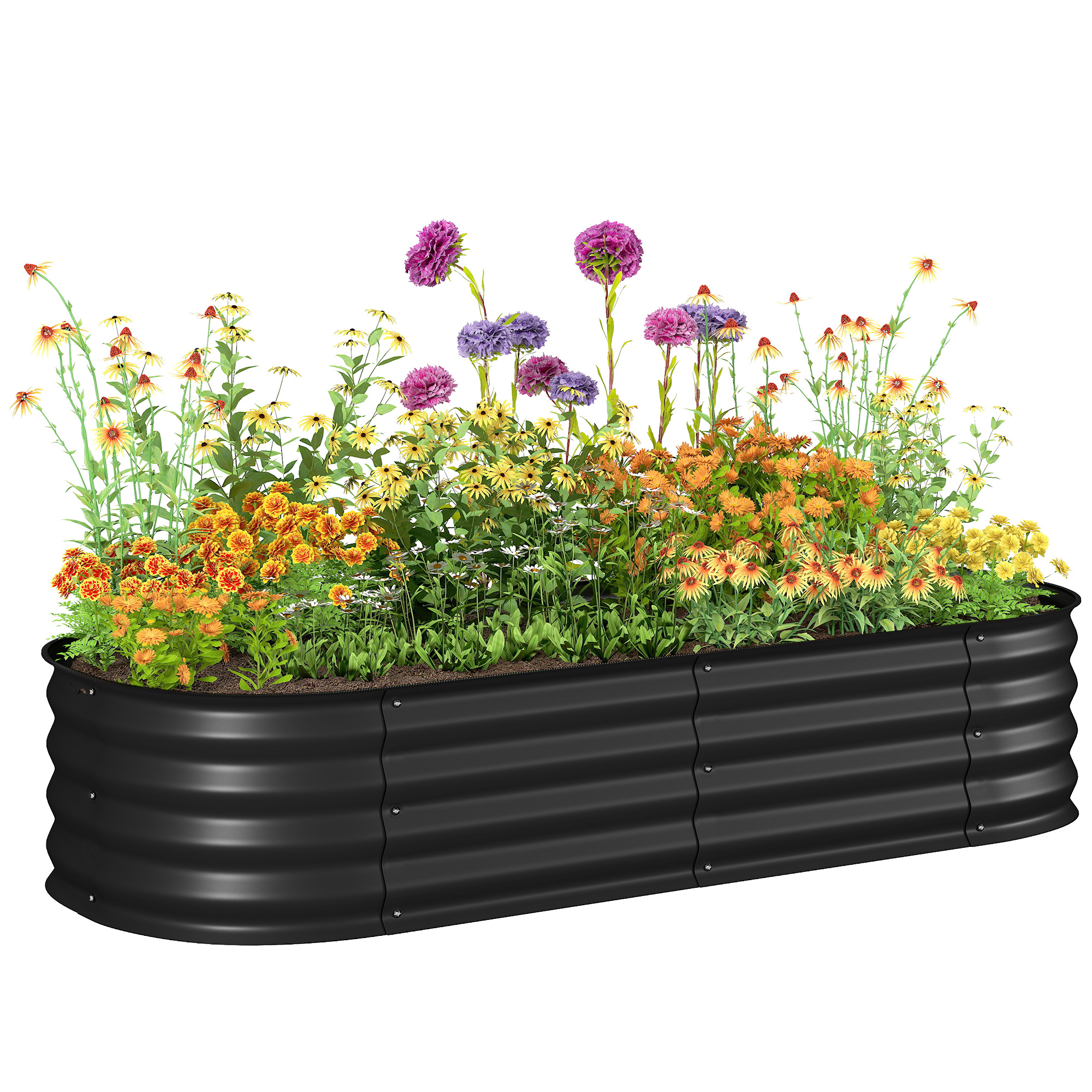 Galvanised Raised Garden Bed,Metal Planter Box With Safety Edging,for