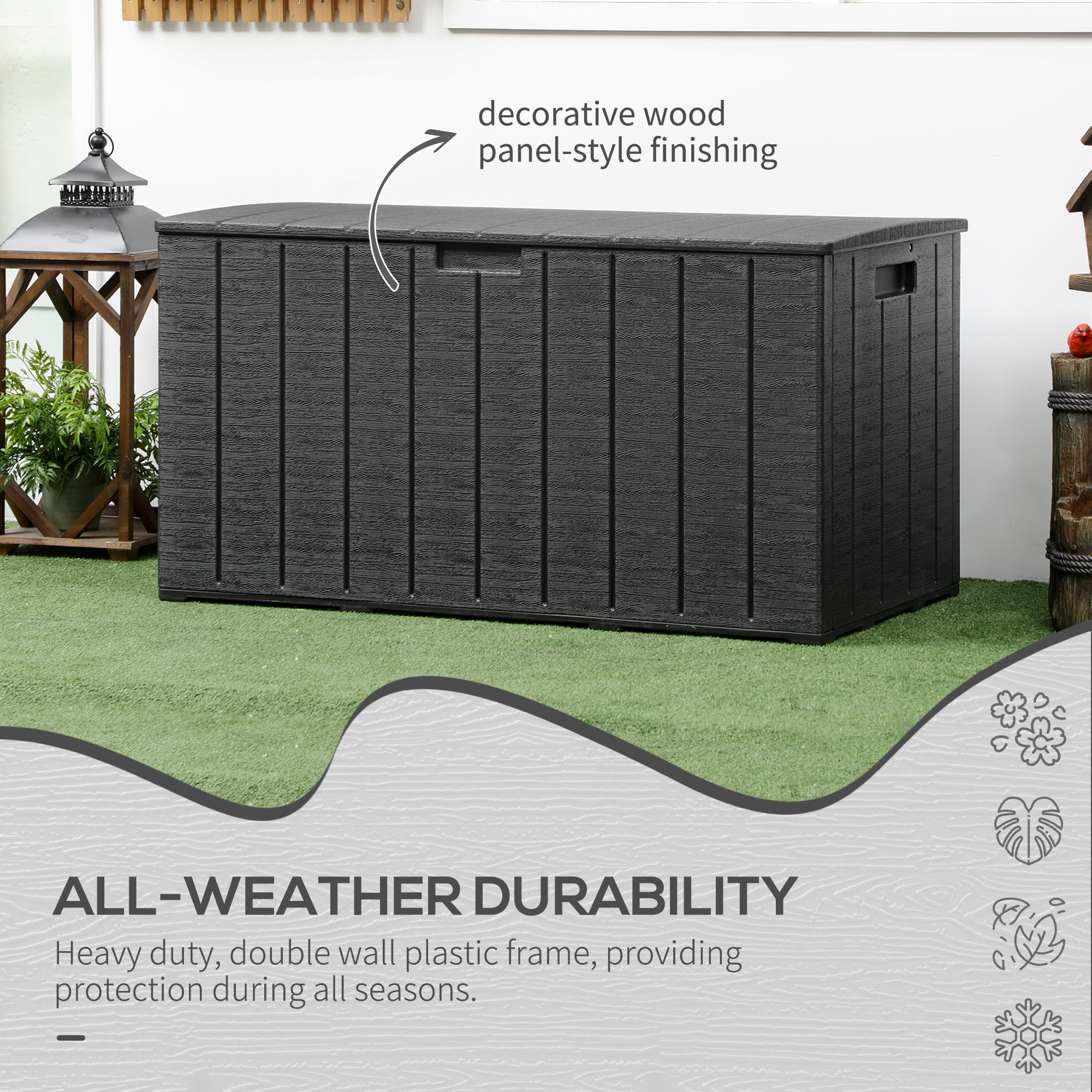 336 Litre Garden Storage Box,Water-resistant Heavy Duty