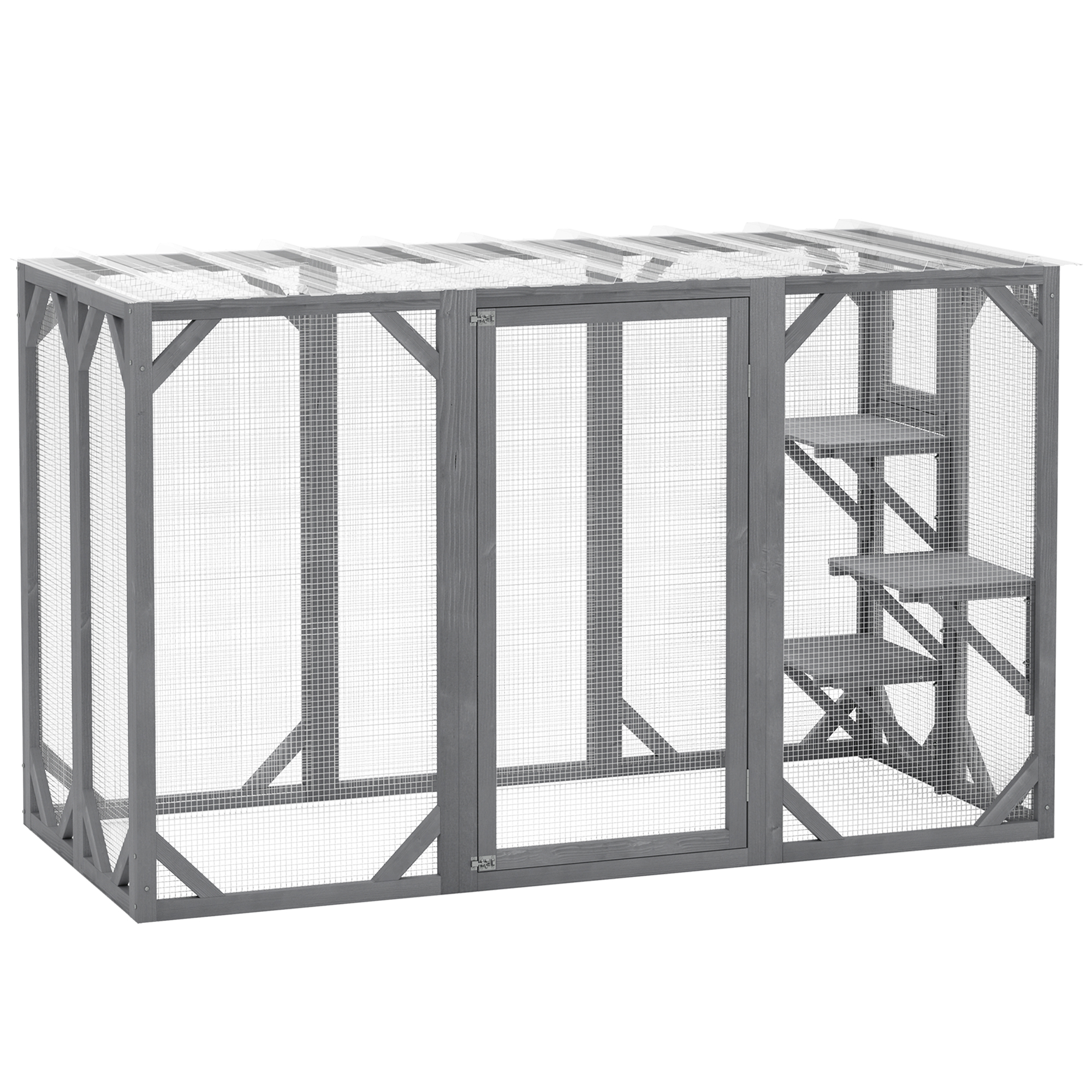 71in Outdoor Wooden Cat House With Three Platforms,Large Door,Water-Resistant — image 2