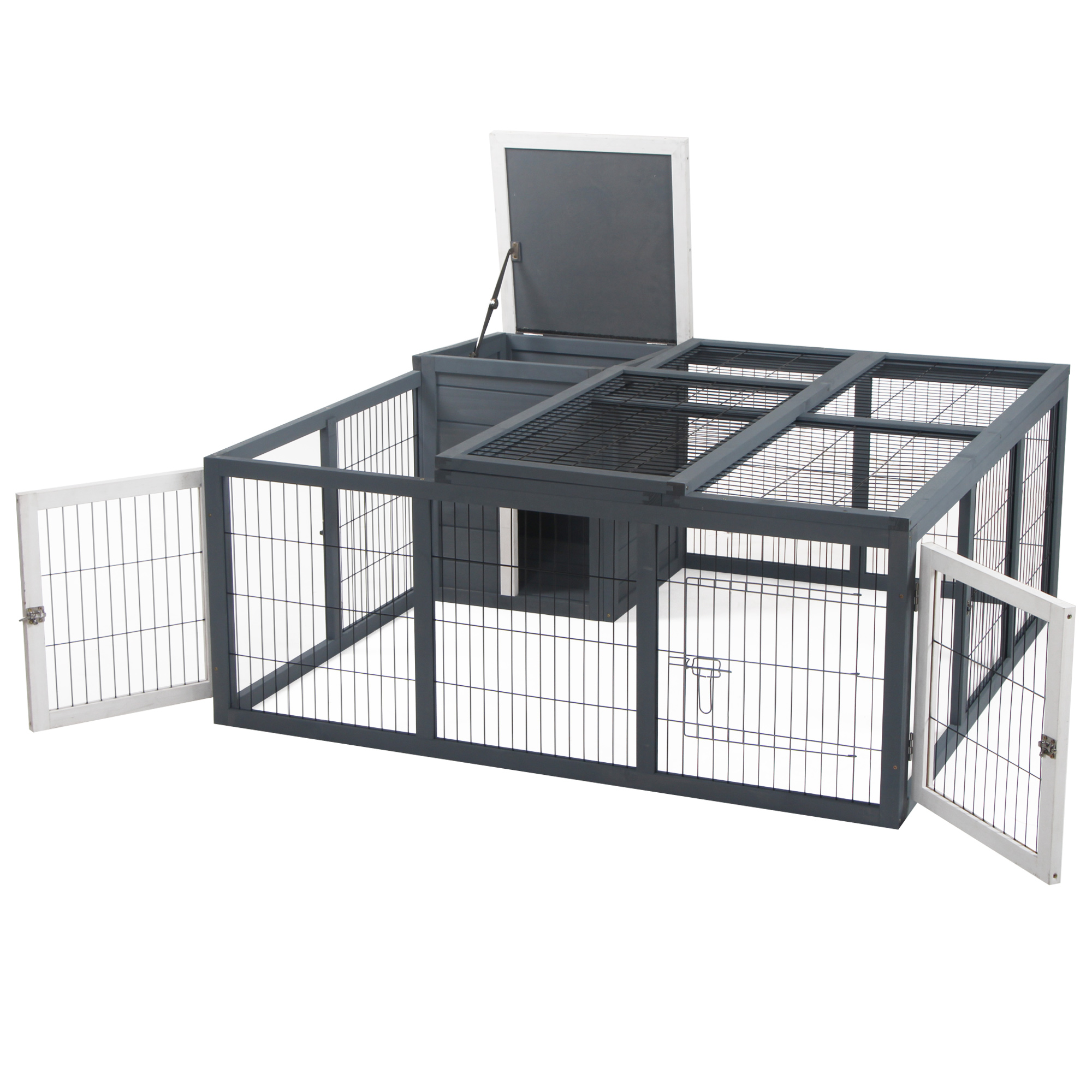 Rabbit Hutch Outdoor,Guinea Pig House,Bunny Run Cage With Openable Top For 1-2