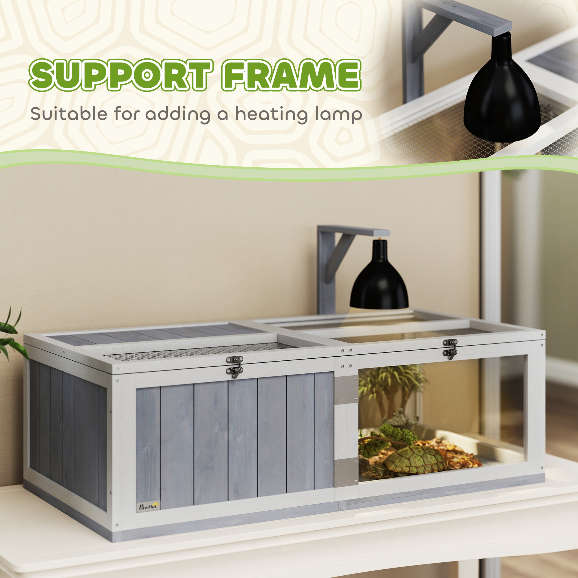 Wooden Tortoise House With Lamp Holder,Clear Windows,Openable Tops,Built-In — image 3