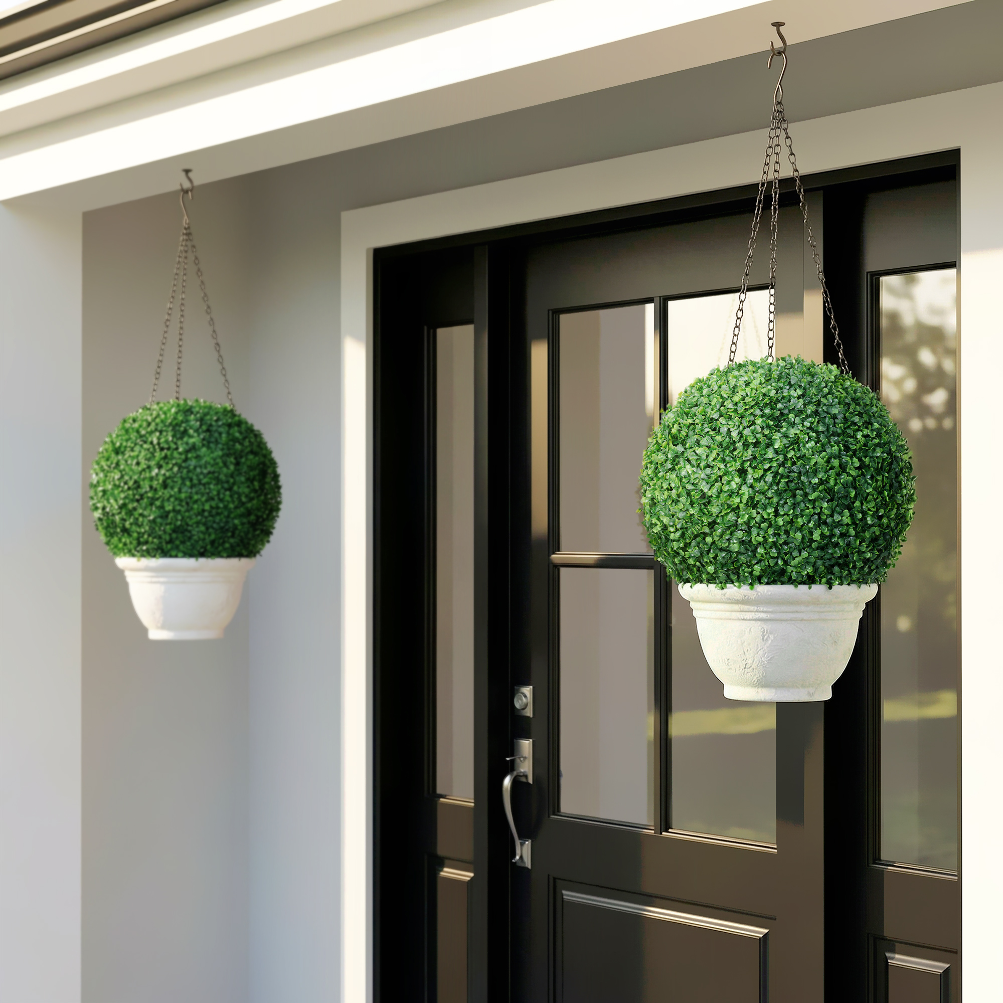Set of two artificial boxwood balls plants-green
