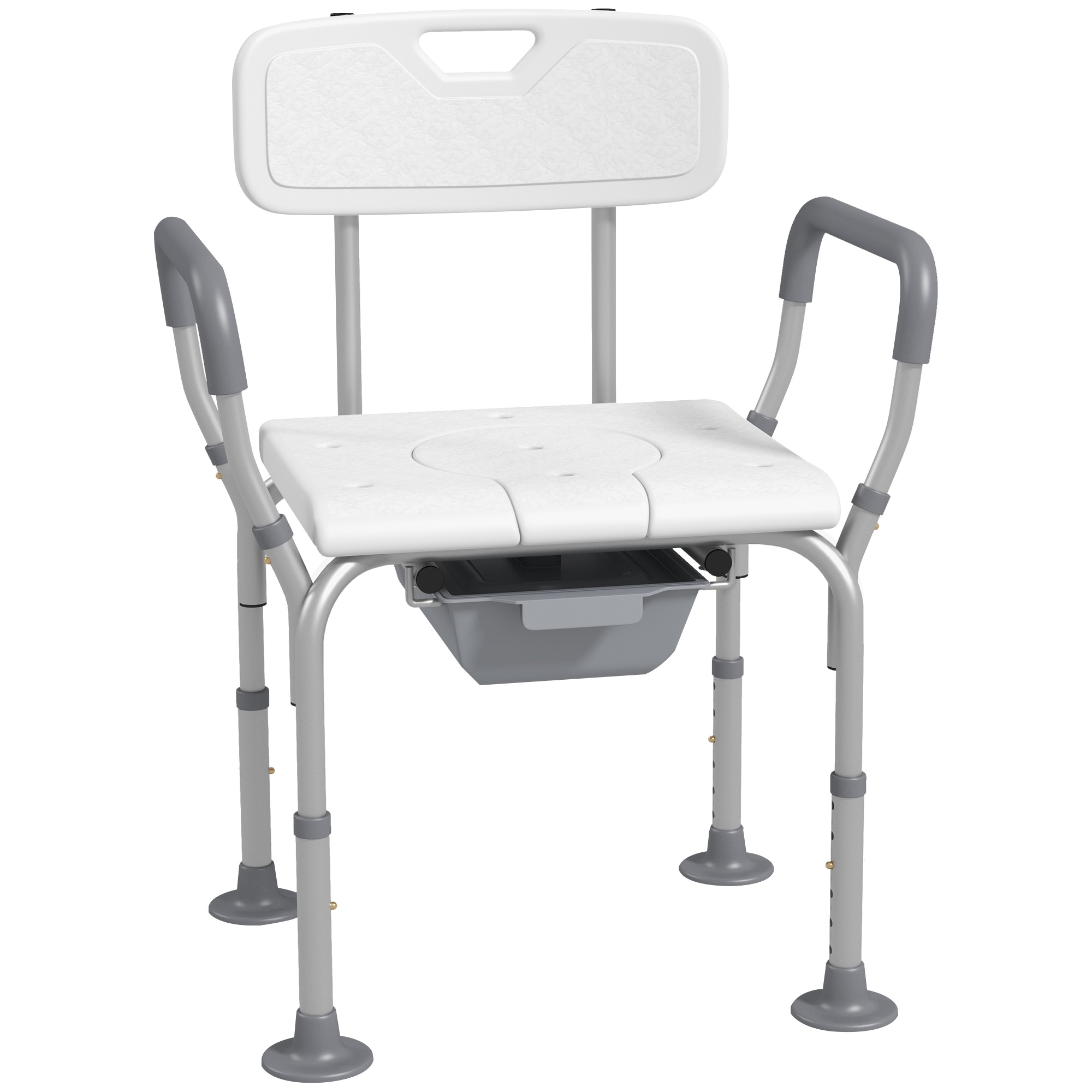 Height adjustable shower stool with arms and back,non-slip
